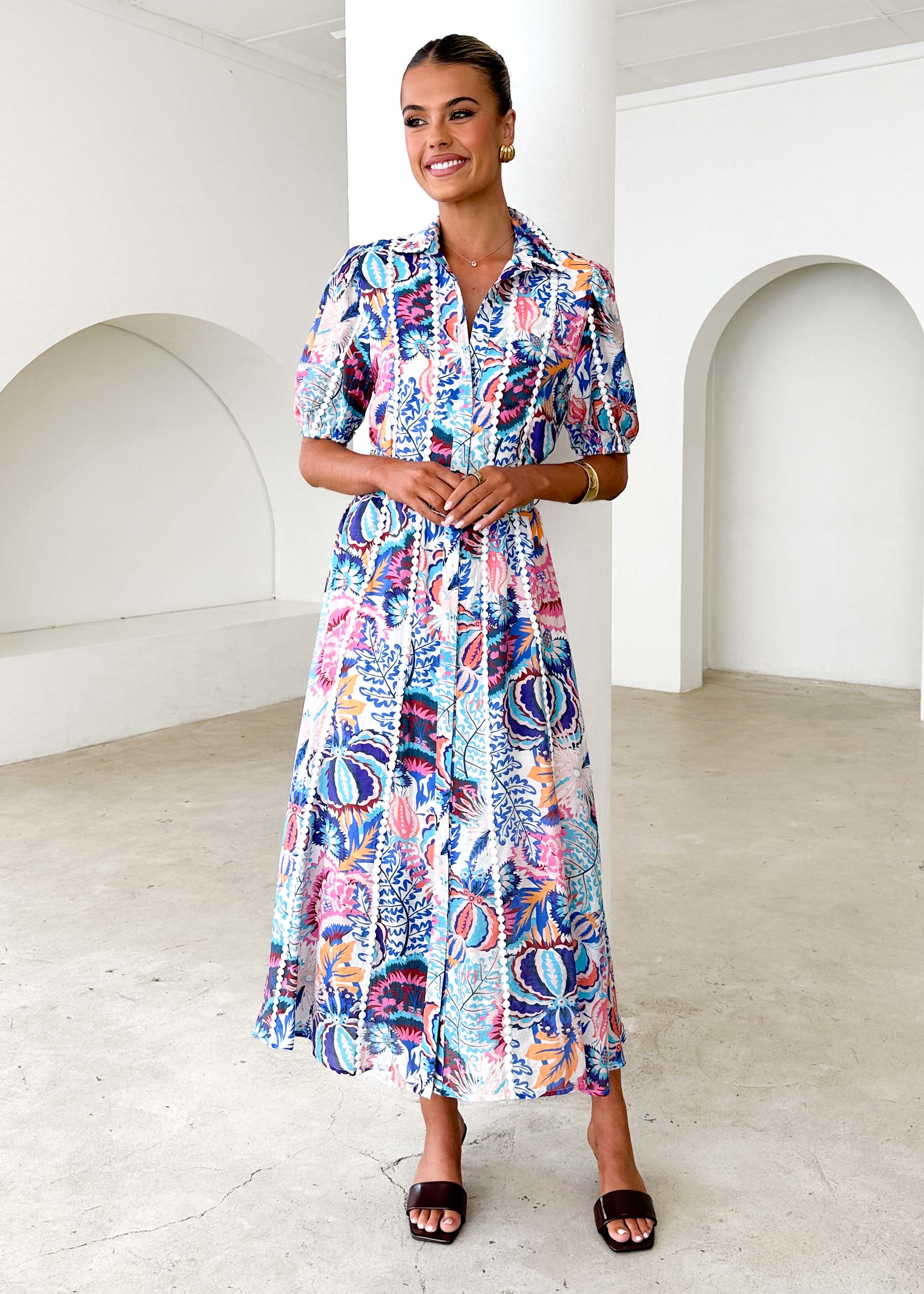 Mannia Maxi Dress - Blue Peacock