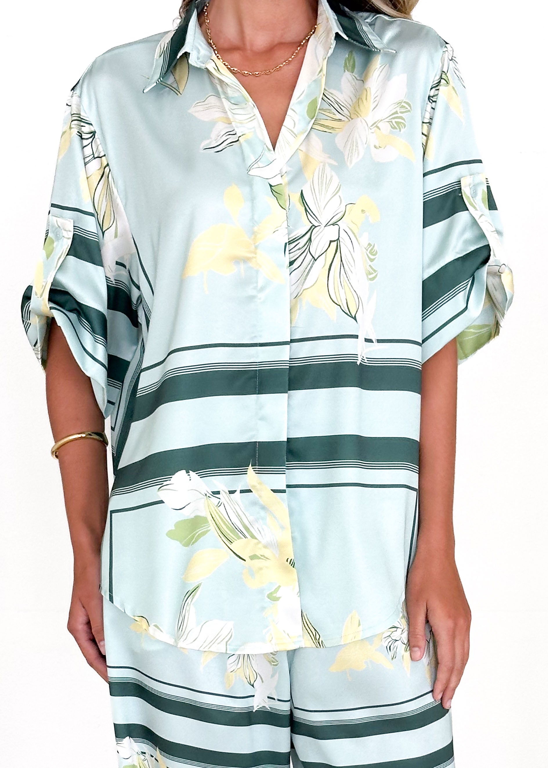 Kaycie Shirt - Aqua Floral