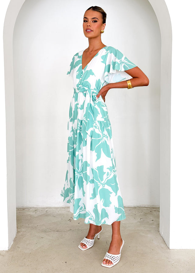 Vino Midi Dress - Green Floral