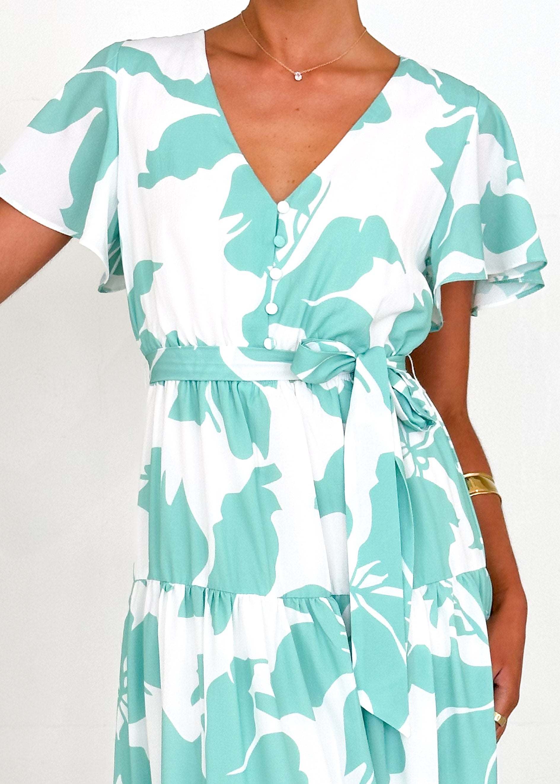 Vino Midi Dress - Green Floral