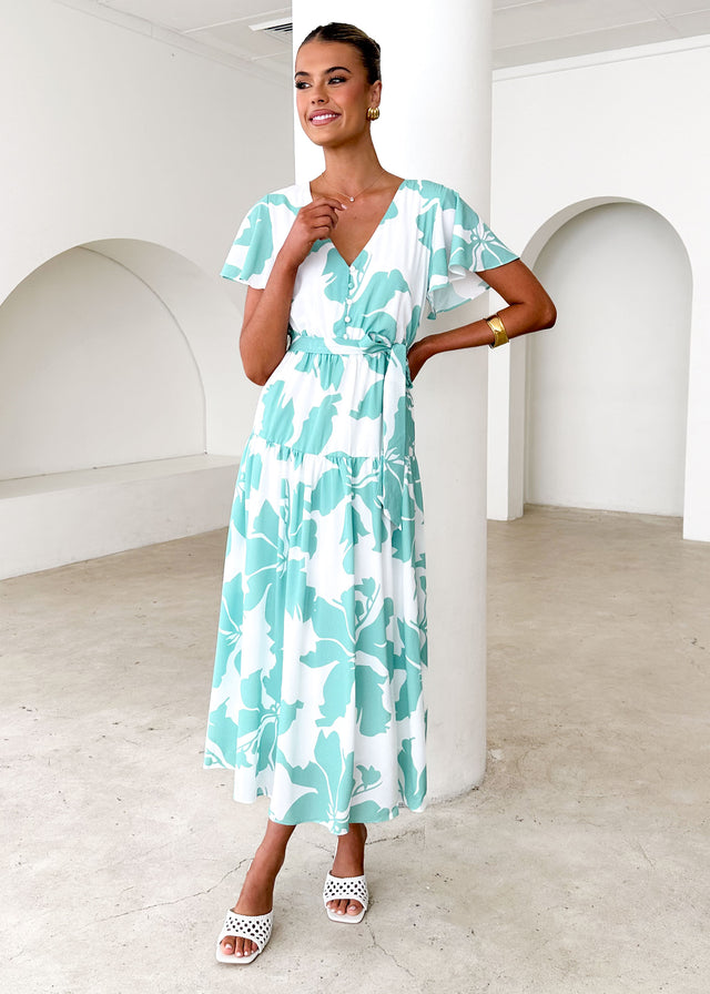 Vino Midi Dress - Green Floral