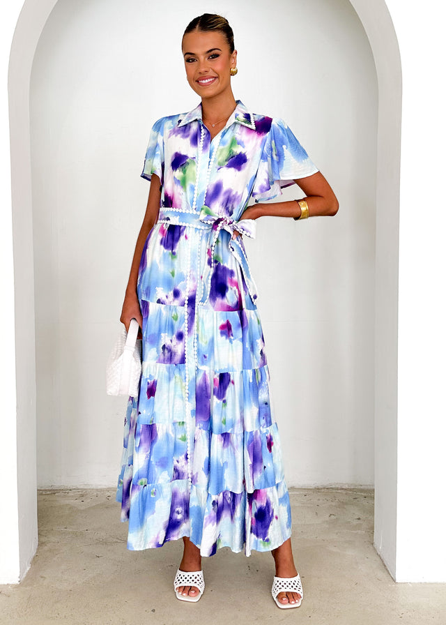 Leondra Maxi Dress - Blue Watercolour