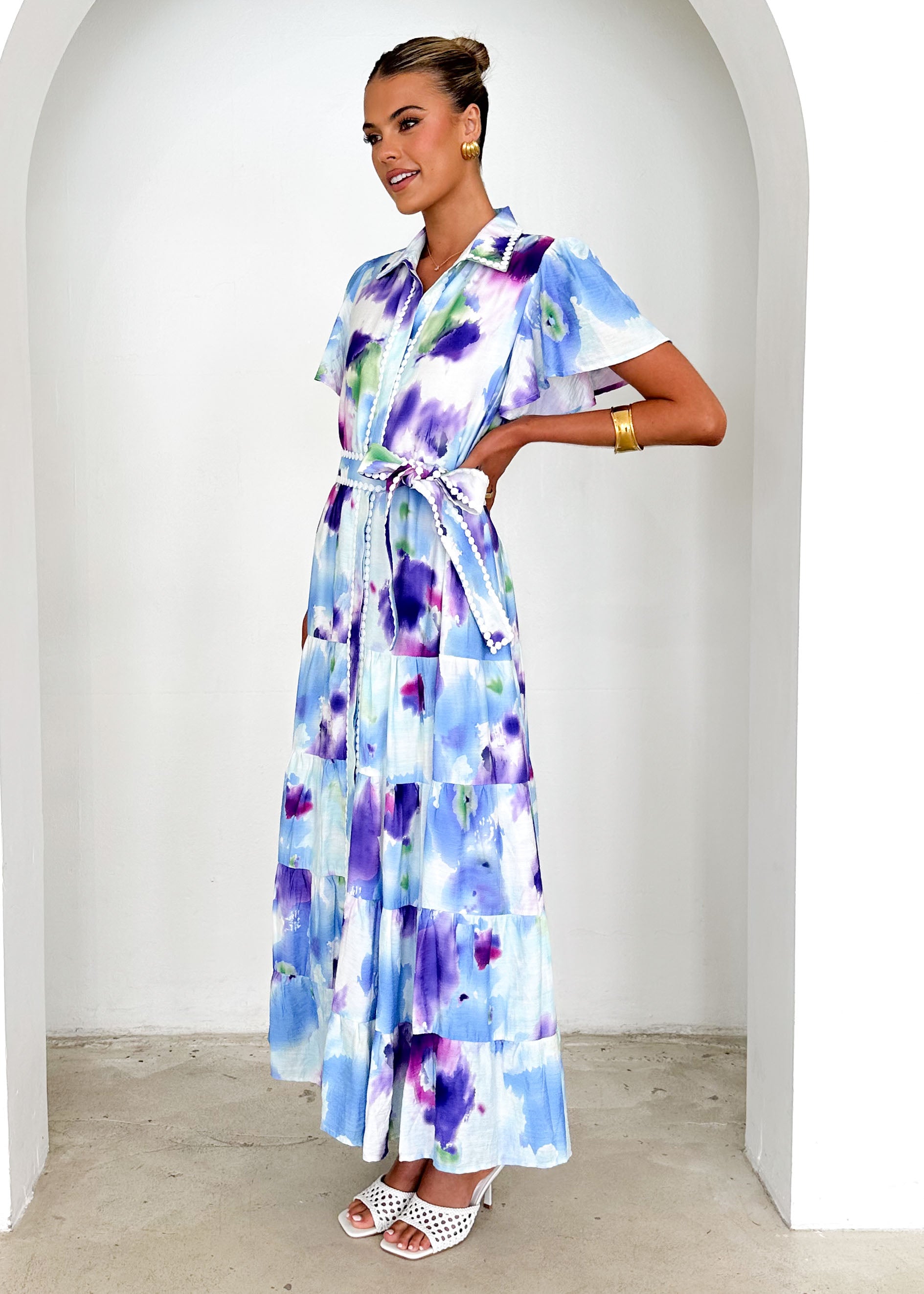 Leondra Maxi Dress - Blue Watercolour