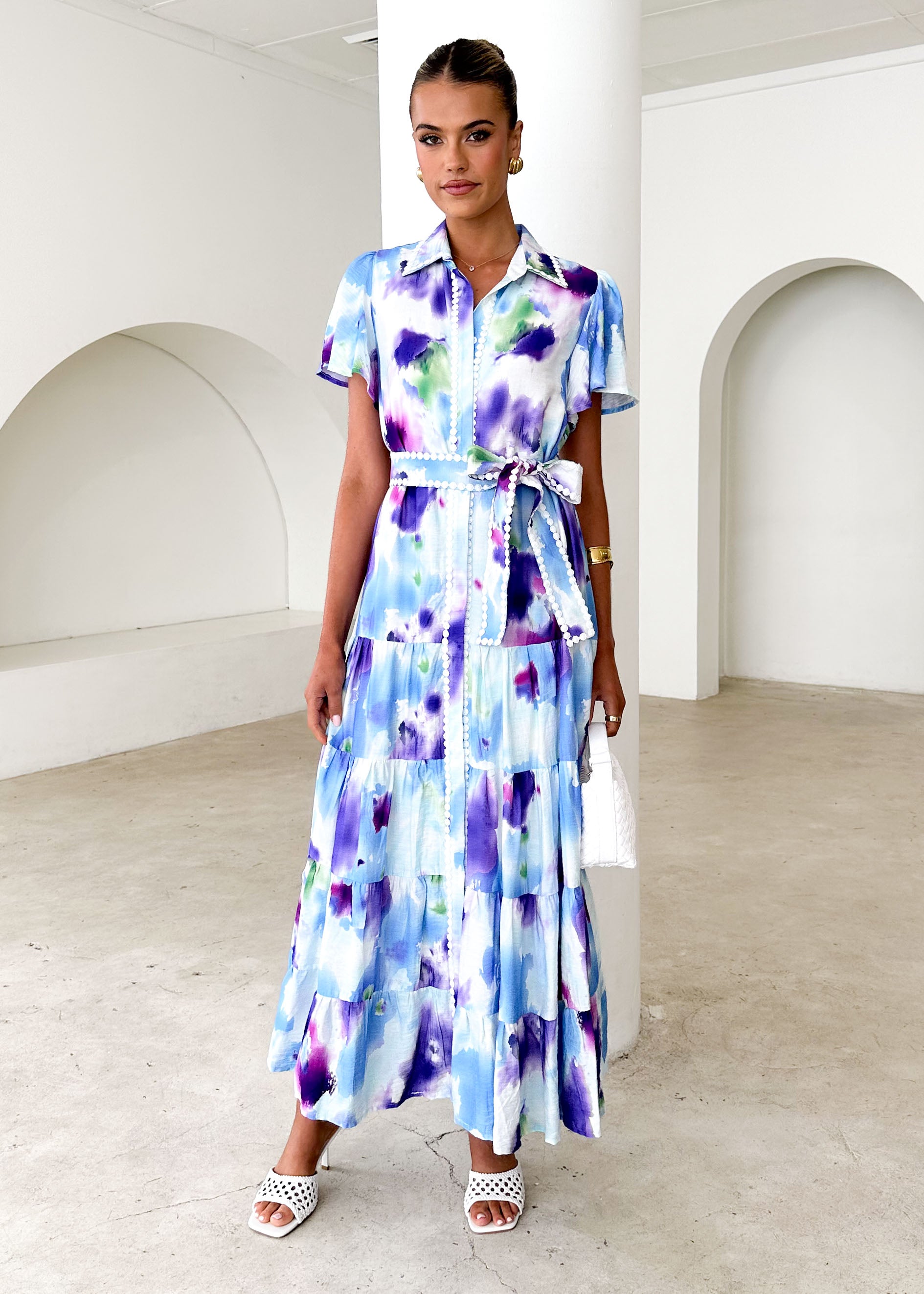 Leondra Maxi Dress - Blue Watercolour