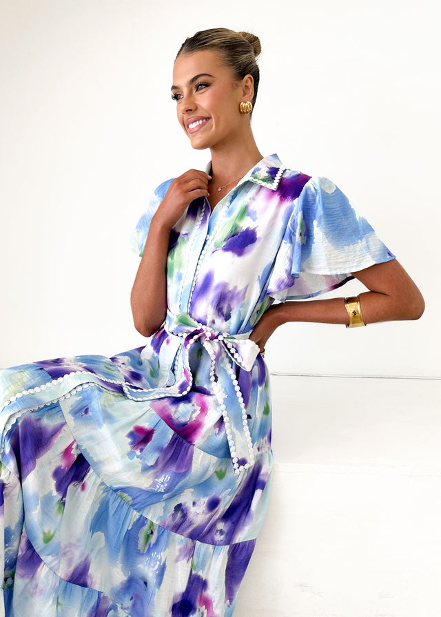 Leondra Maxi Dress - Blue Watercolour