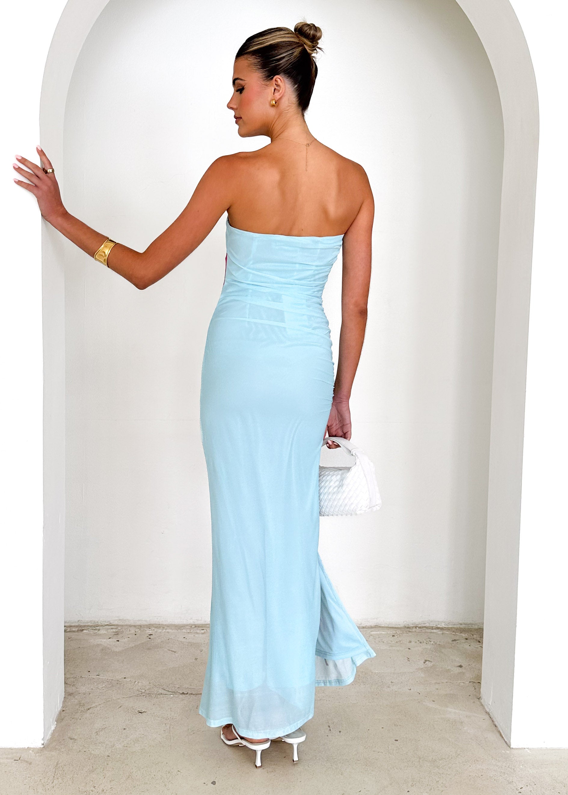 Willis Strapless Maxi Dress - Aqua Flowers