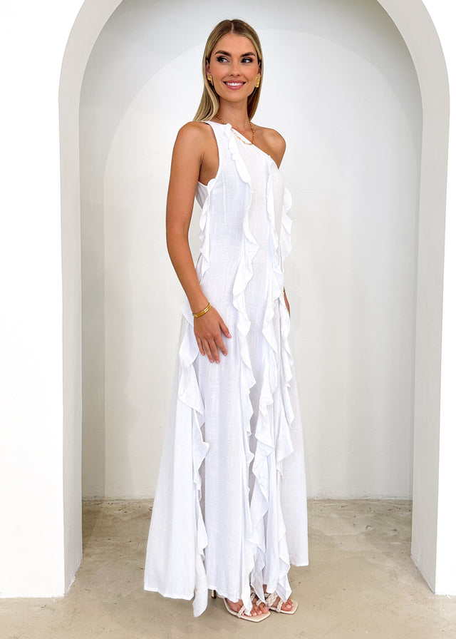 Madro One Shoulder Midi Dress - Off White