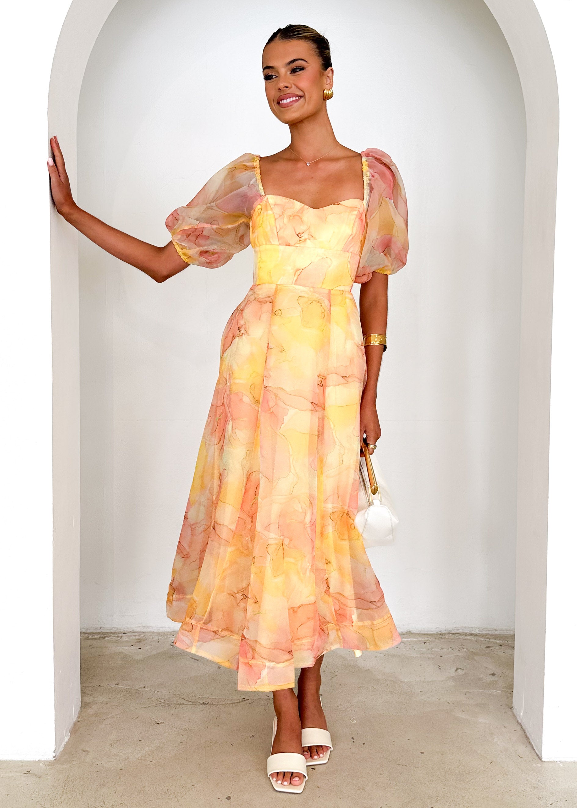 Paradisio Maxi Dress - Lemon Watercolour