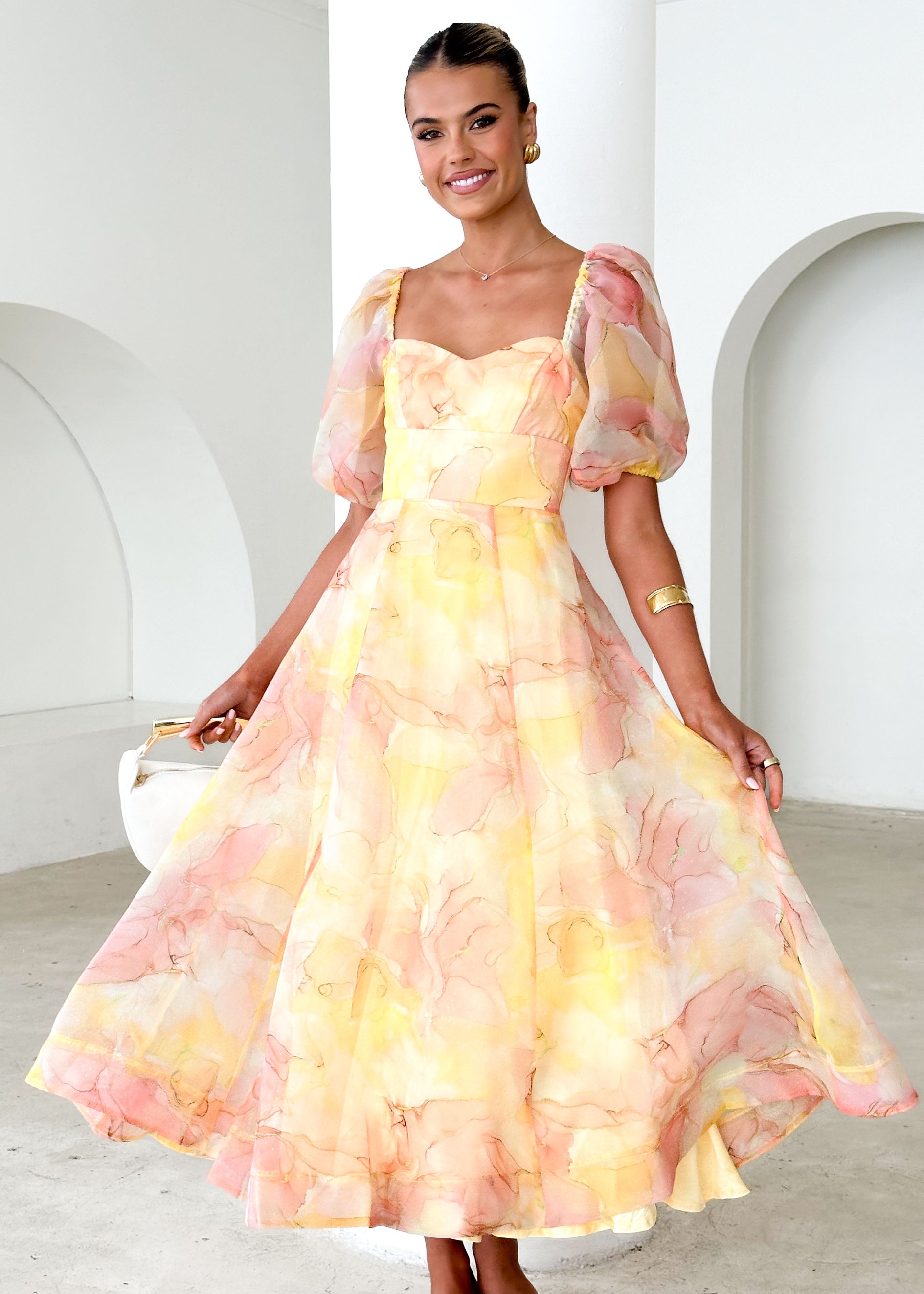 Paradisio Maxi Dress - Lemon Watercolour