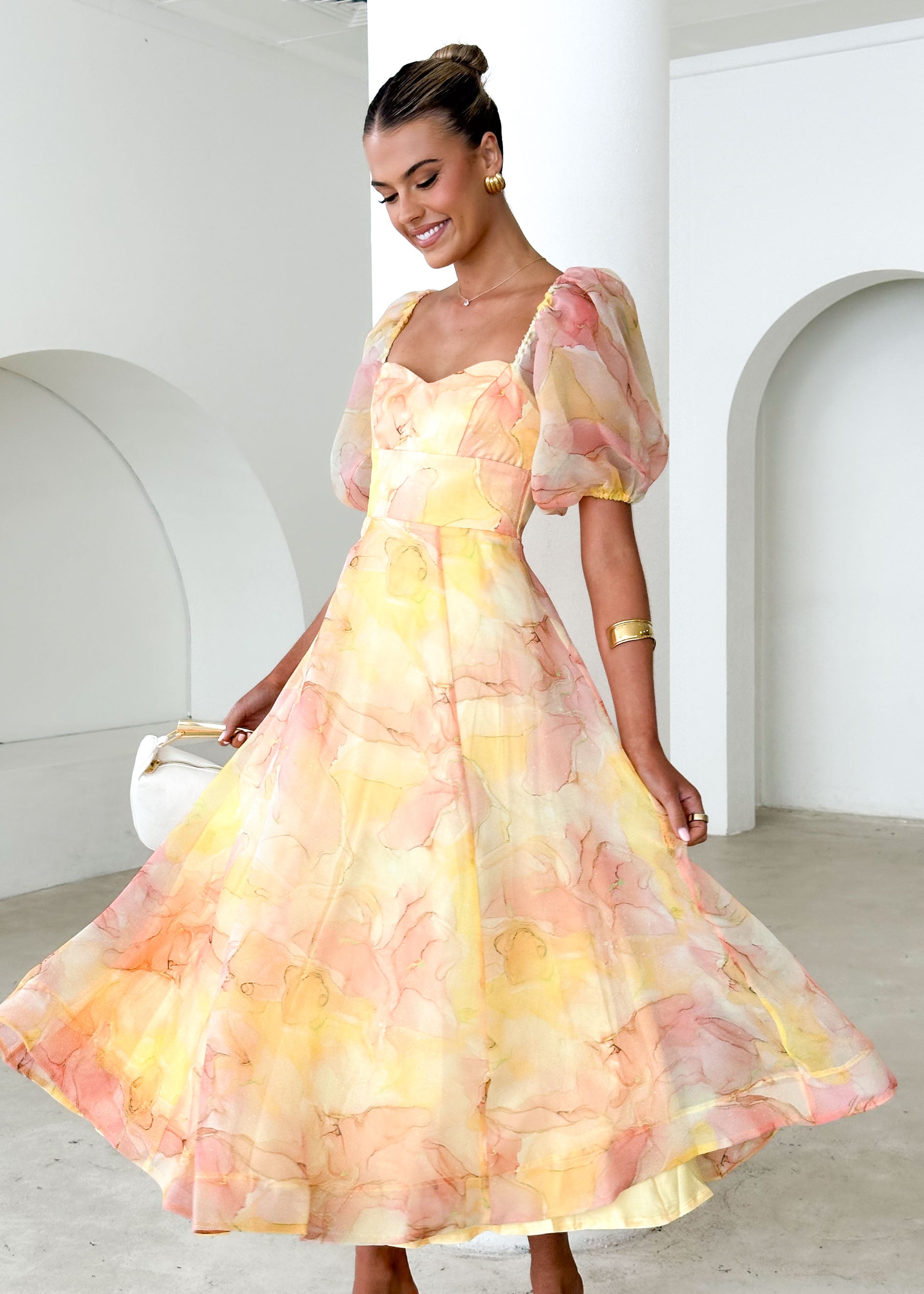 Paradisio Maxi Dress - Lemon Watercolour