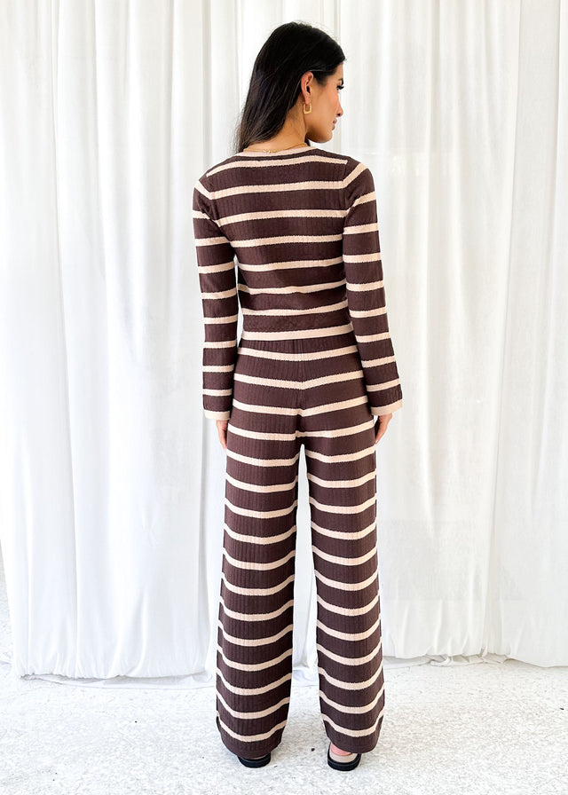 Rayla Knit Pants - Choc Stripe