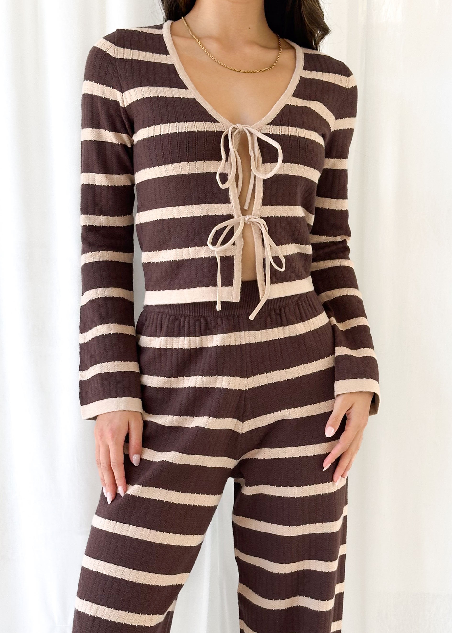 Rayla Knit Pants - Choc Stripe
