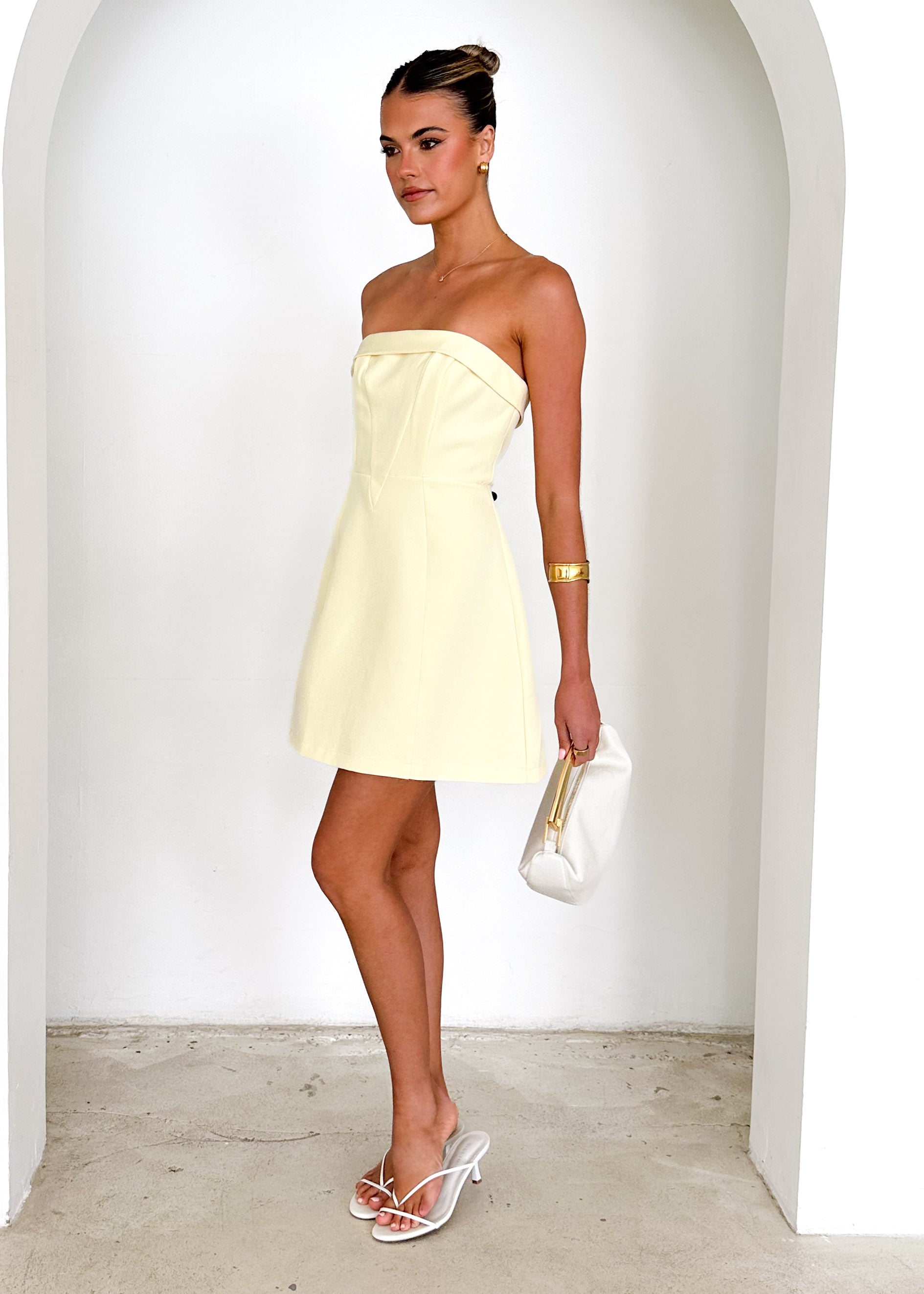 Mahala Strapless Dress - Lemon