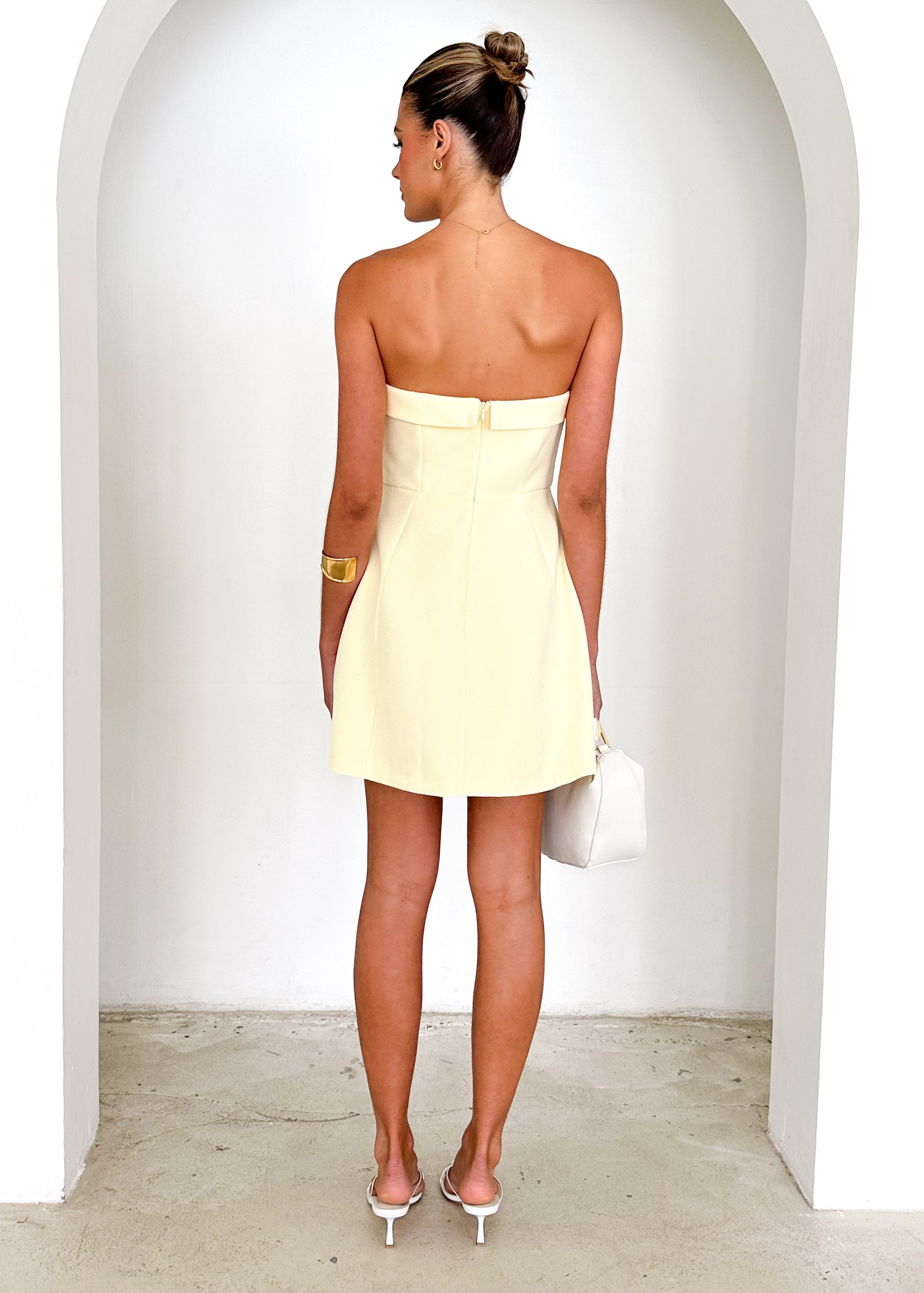 Mahala Strapless Dress - Lemon