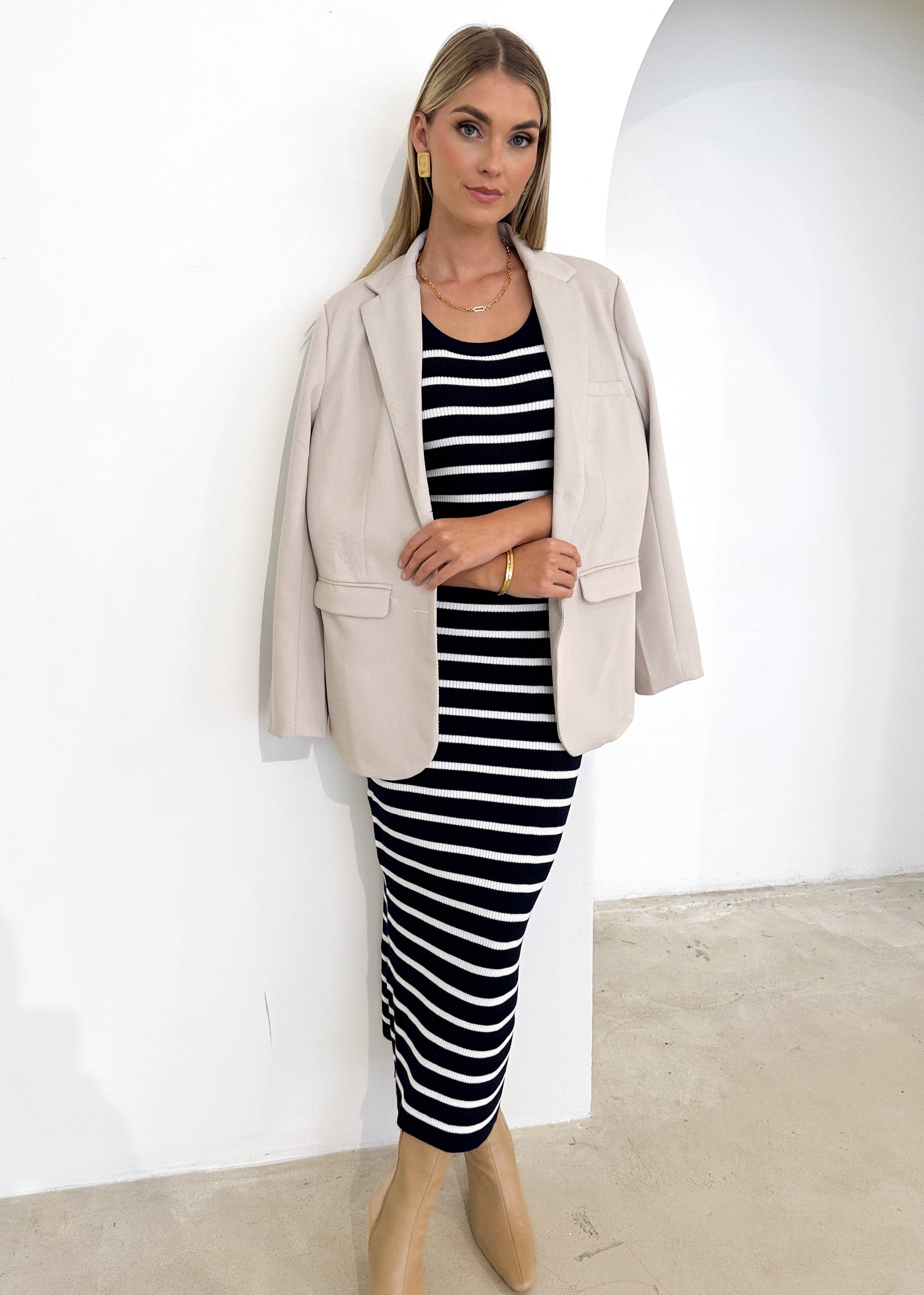 Stella Knit Maxi Dress - Navy Stripe