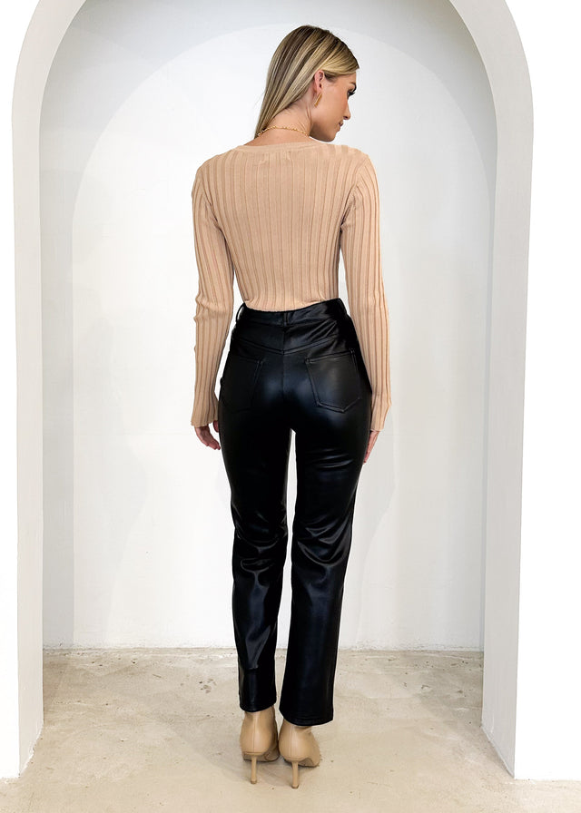 Erikah Leather Look Pants - Black