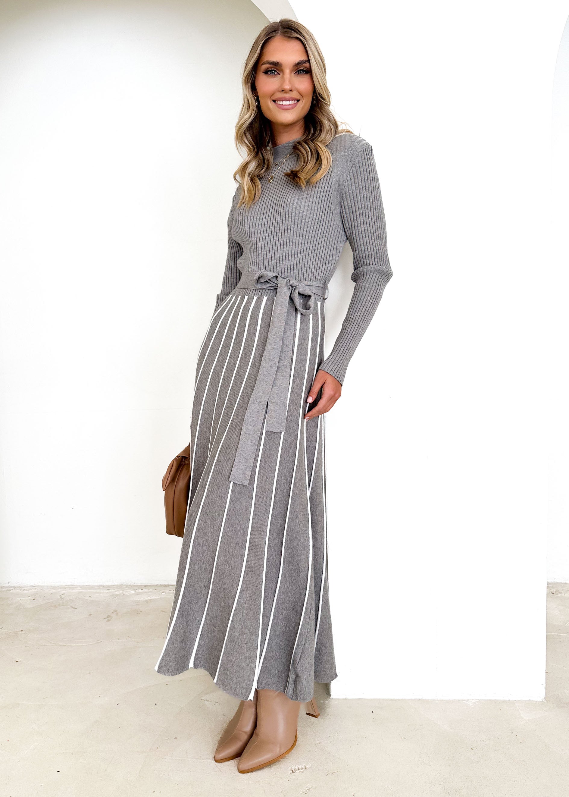 Thorne Knit Midi Dress - Grey