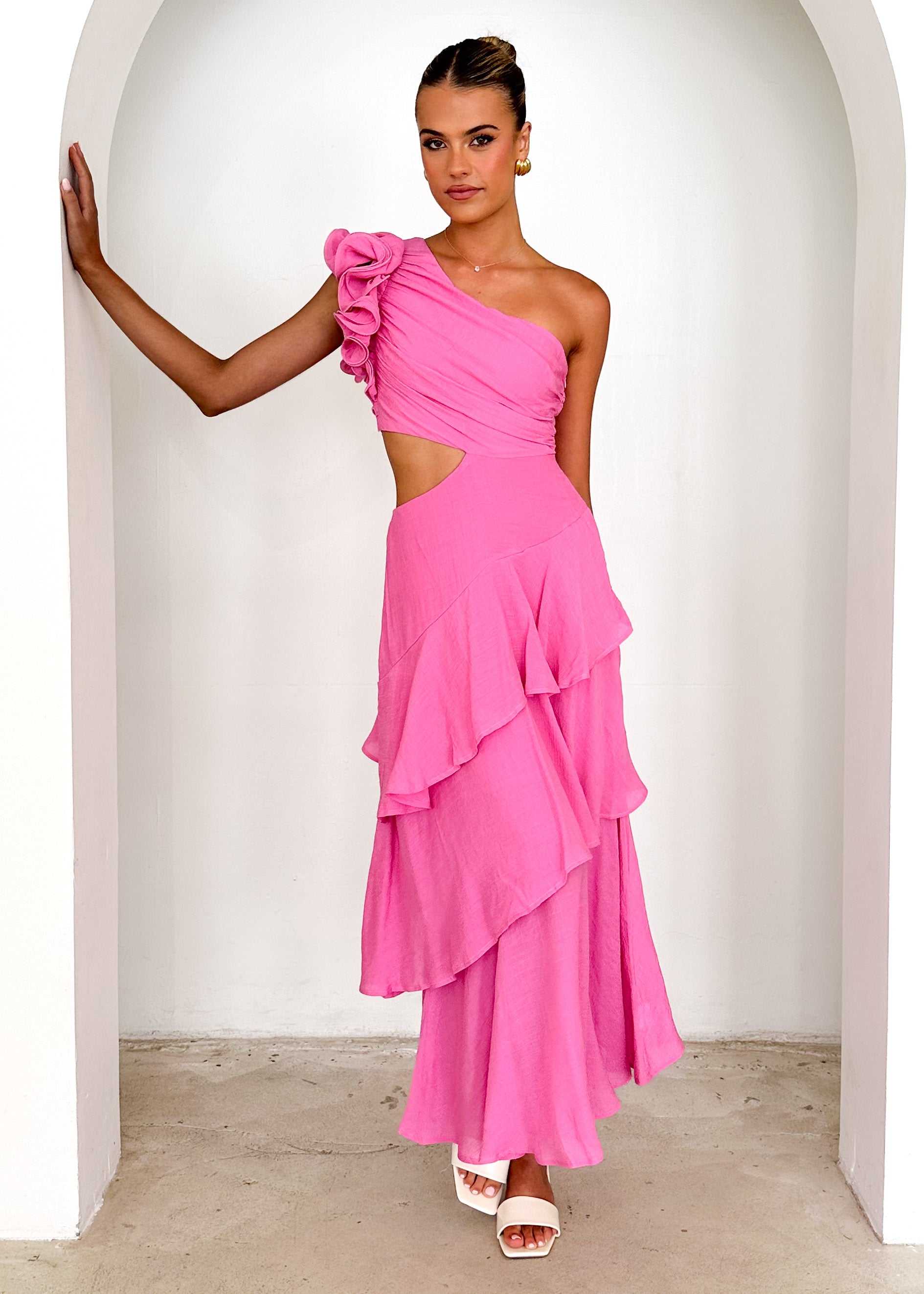 Lexi One Shoulder Maxi Dress - Pink