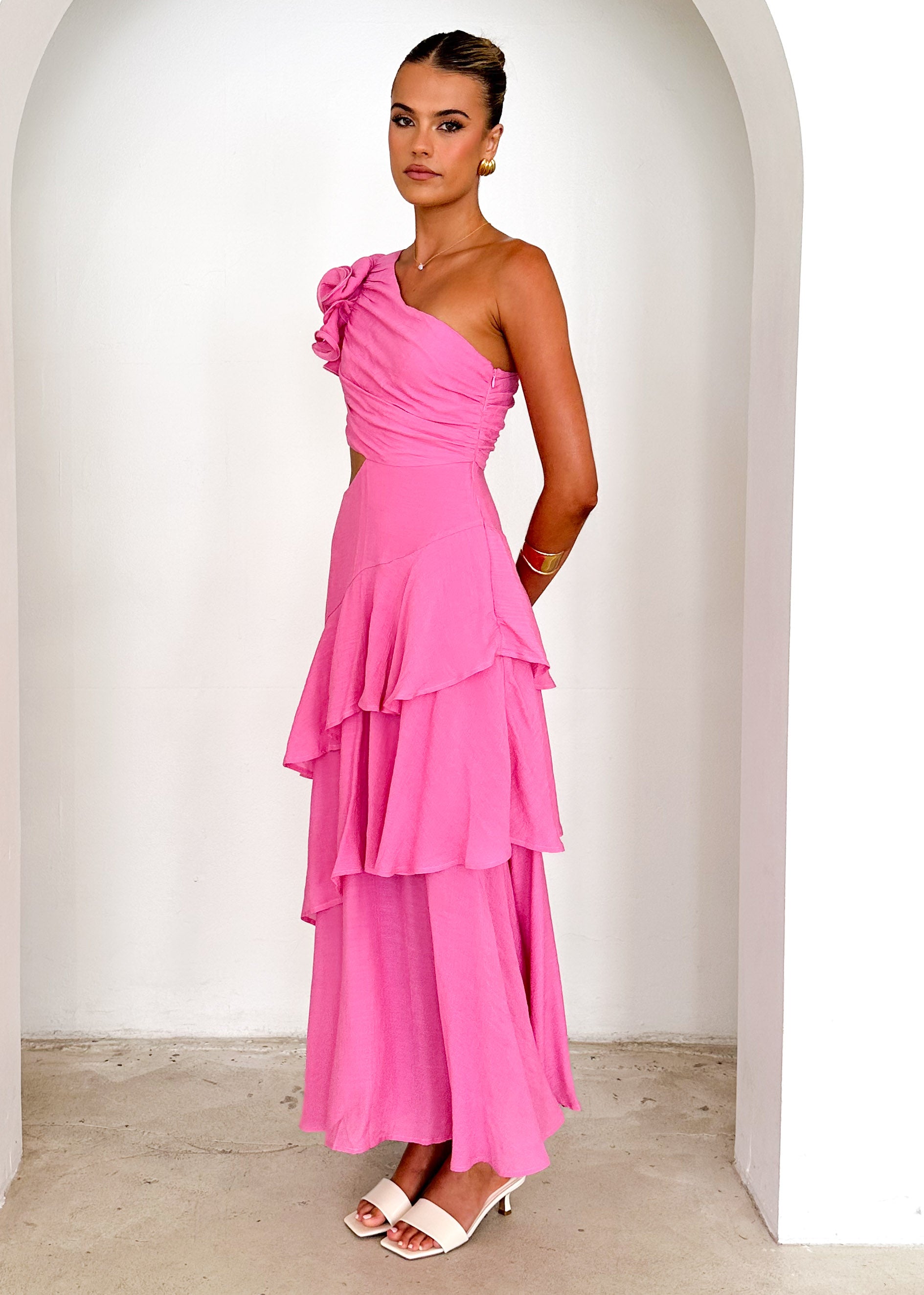 Lexi One Shoulder Maxi Dress - Pink