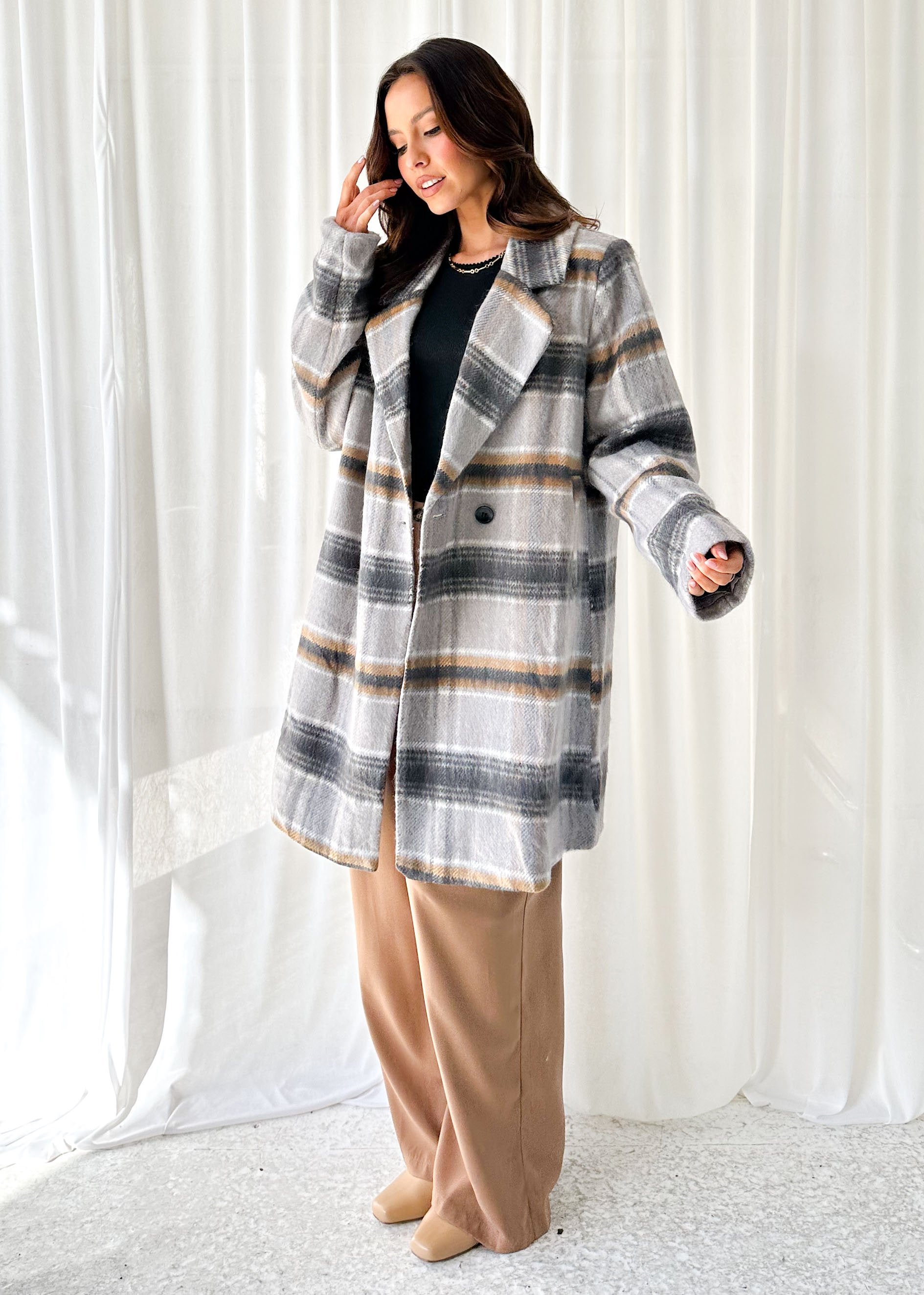 Oprael Coat - Grey Check