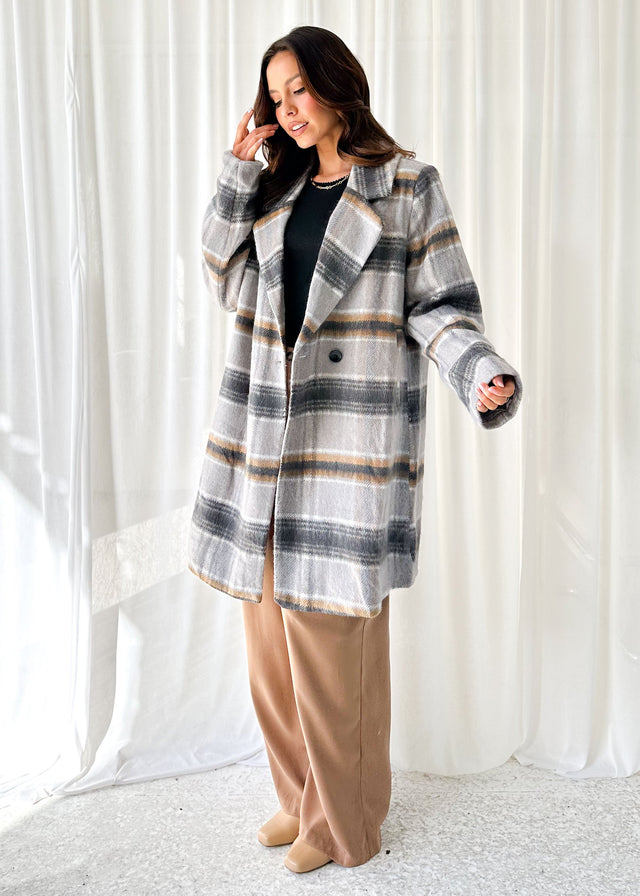 Oprael Coat - Grey Check