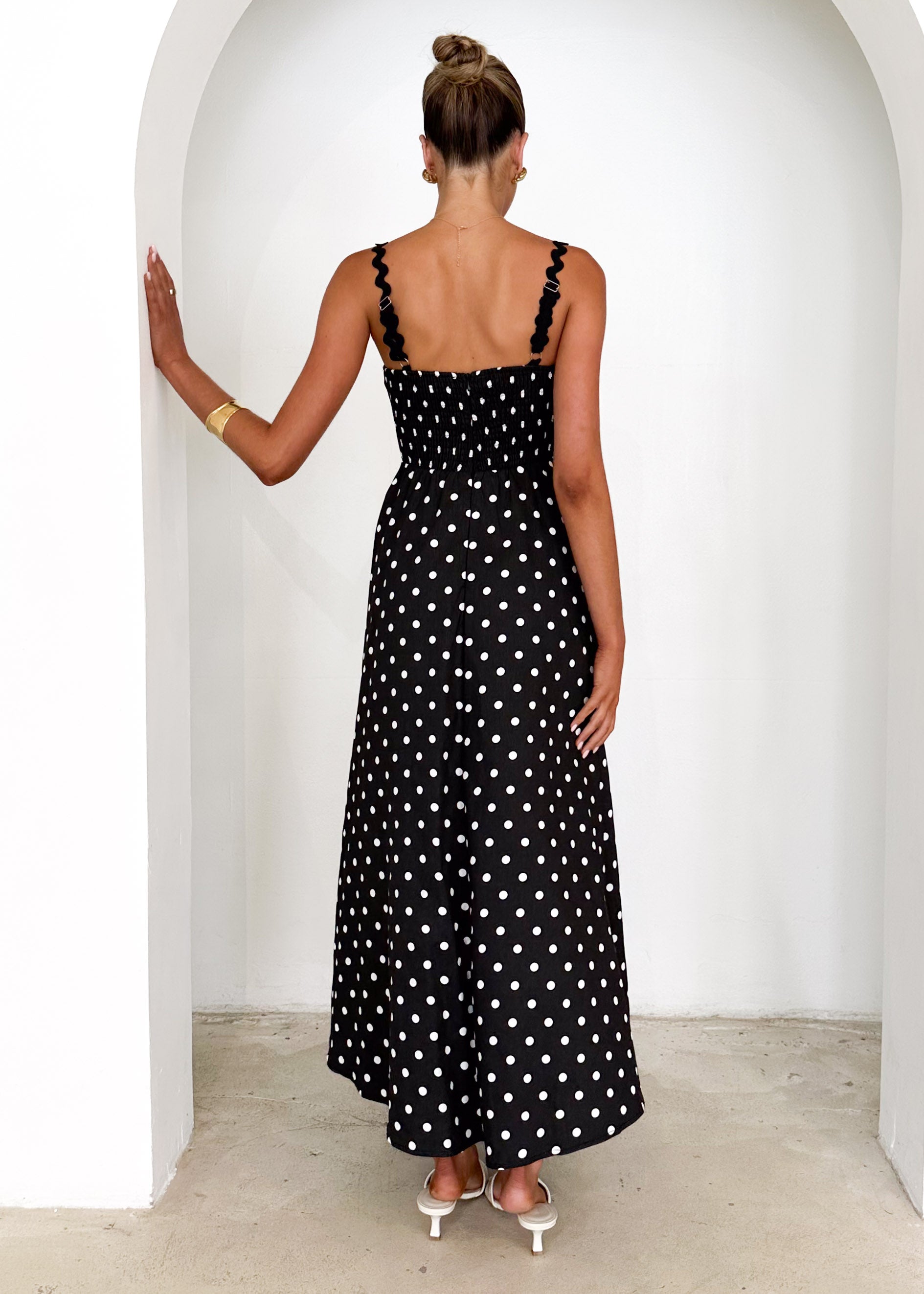 Archer Maxi Dress - Black Polka