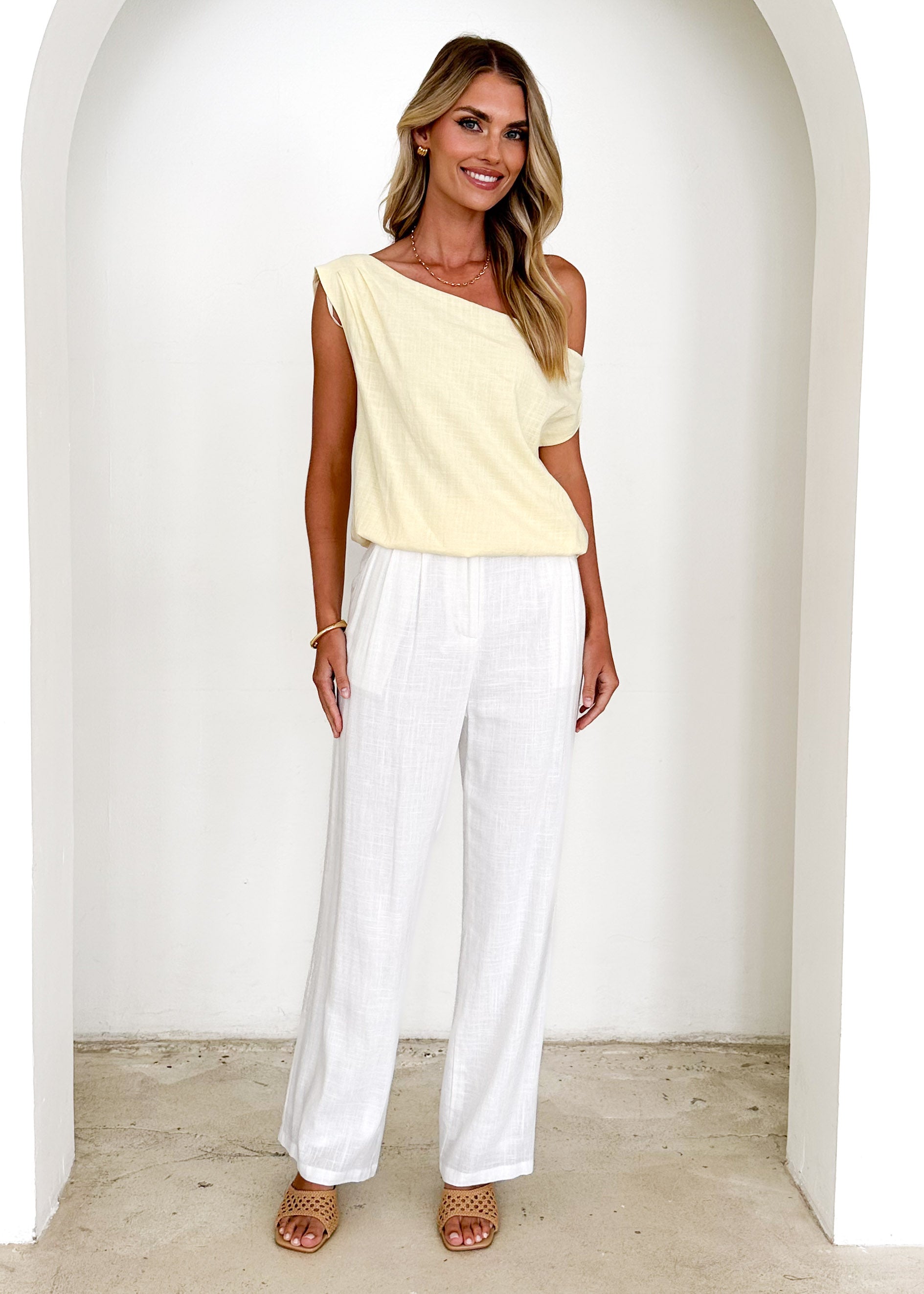 Teleah One Shoulder Top - Lemon