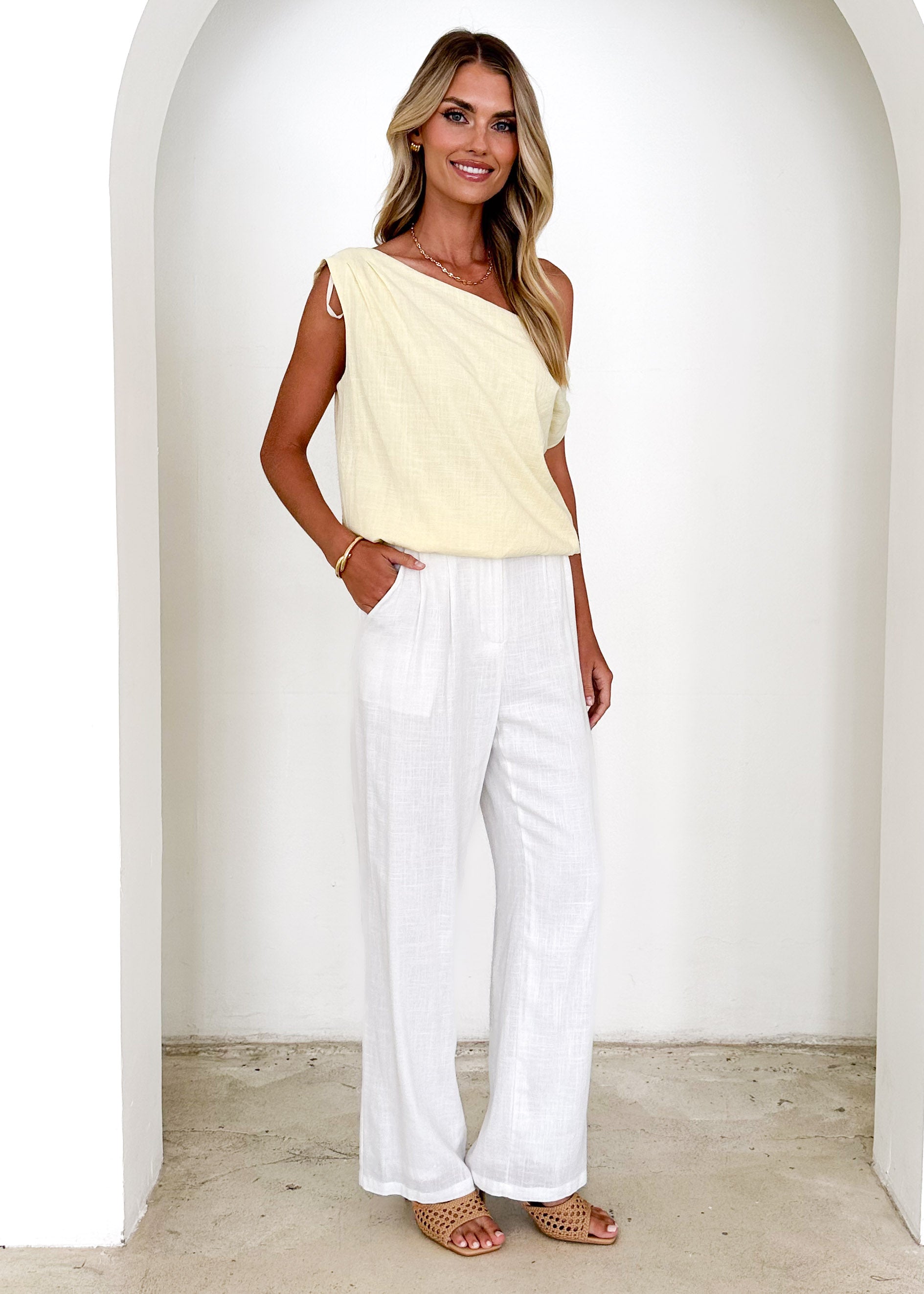 Teleah One Shoulder Top - Lemon