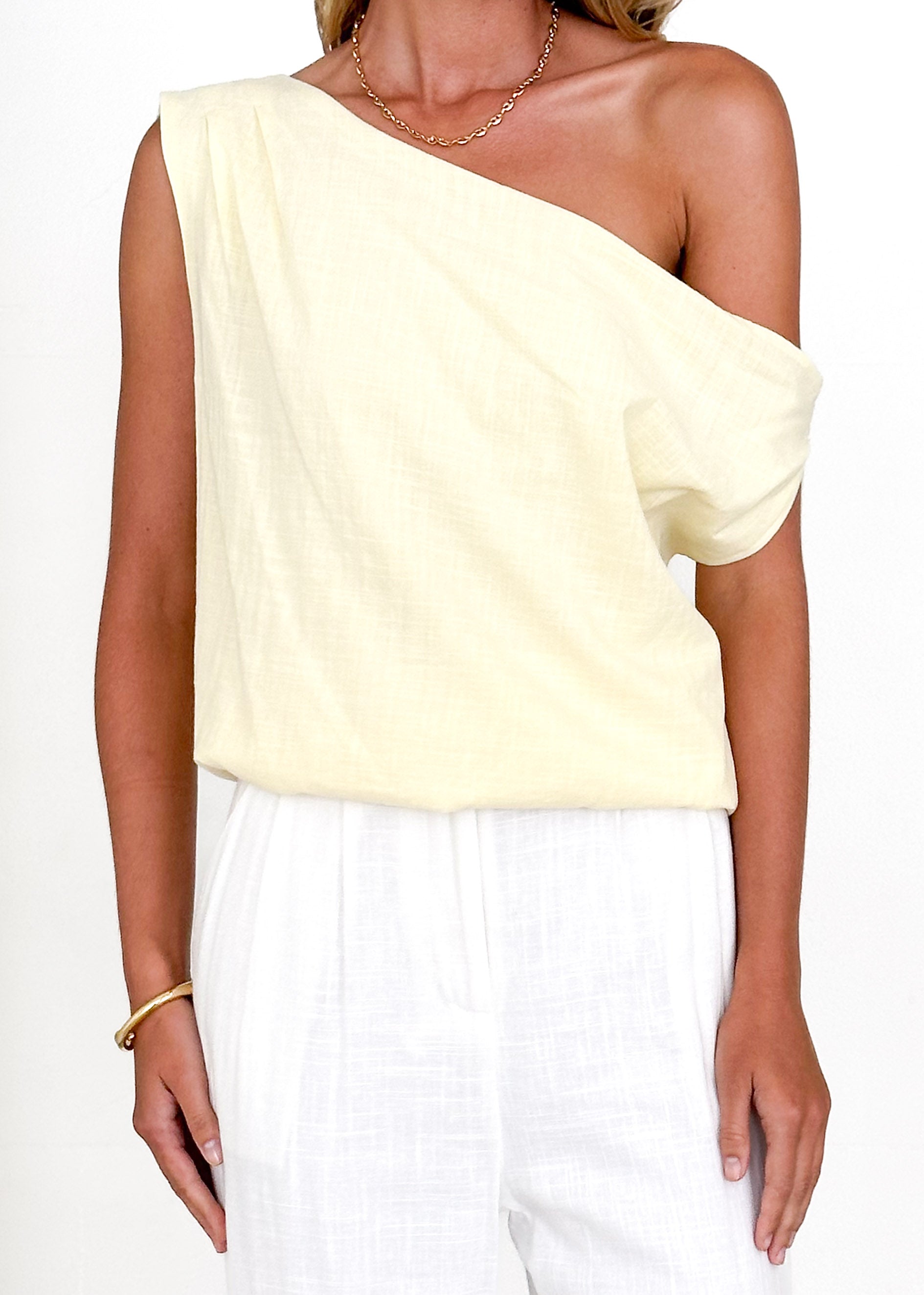 Teleah One Shoulder Top - Lemon