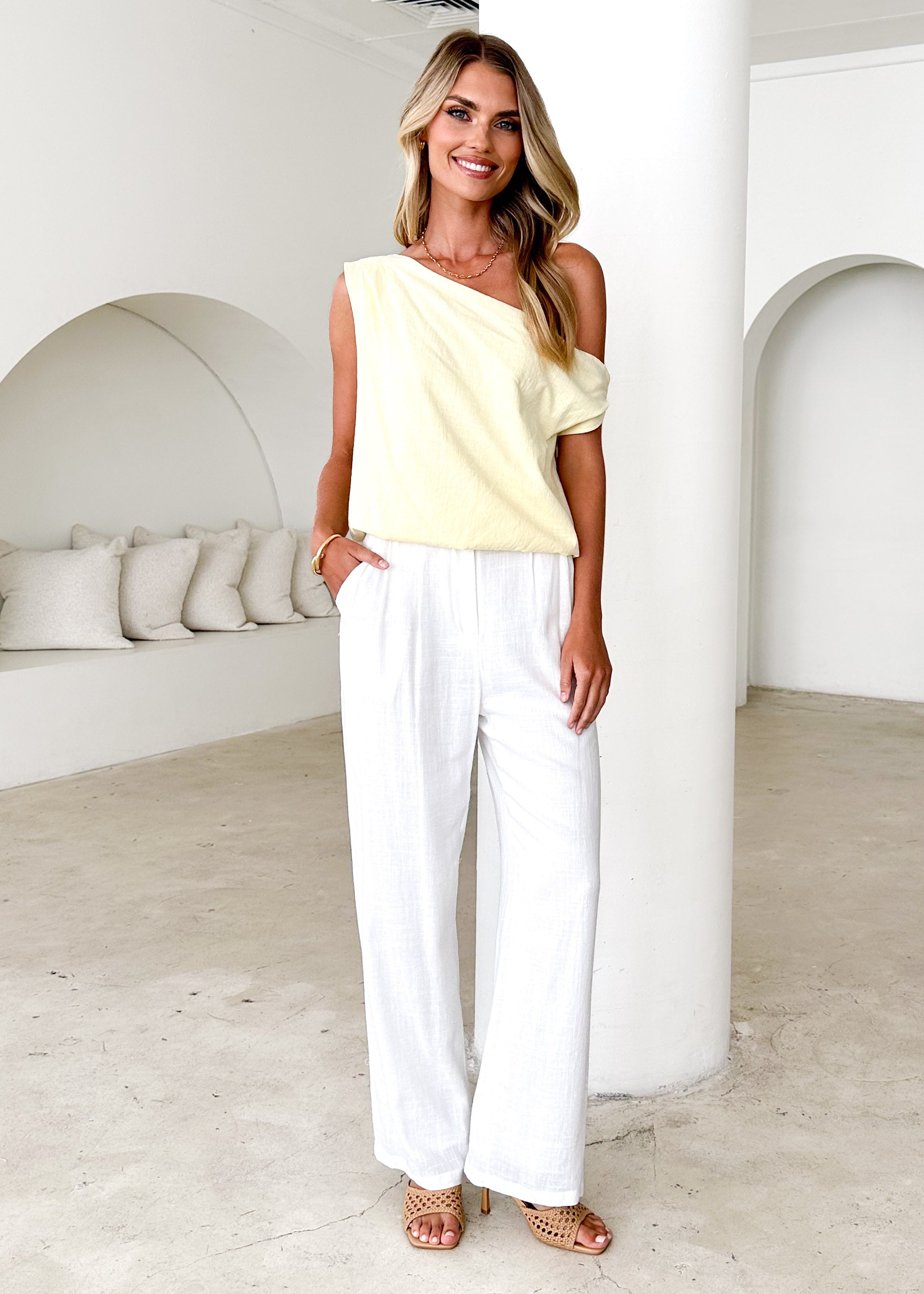 Teleah One Shoulder Top - Lemon