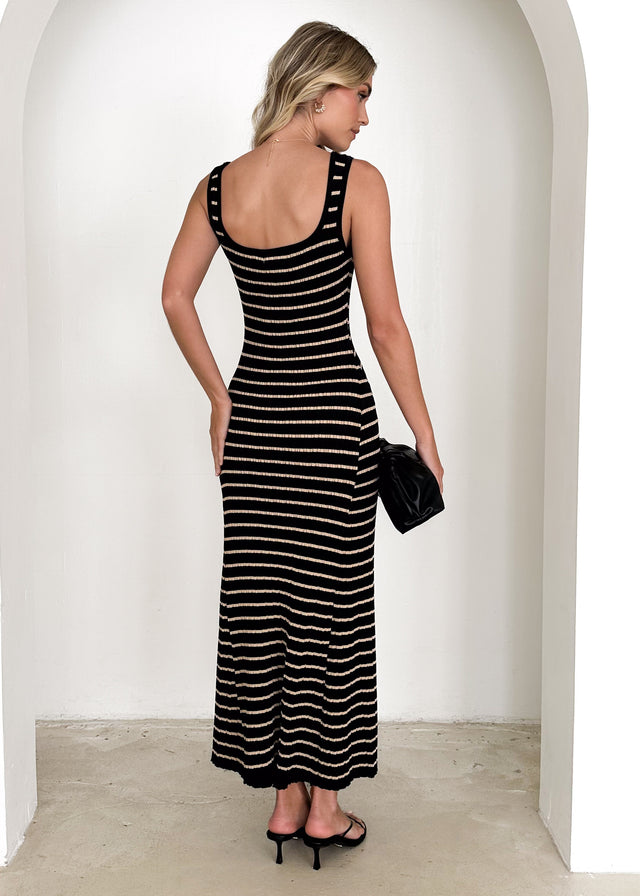 Doria Knit Maxi Dress - Black Stripe