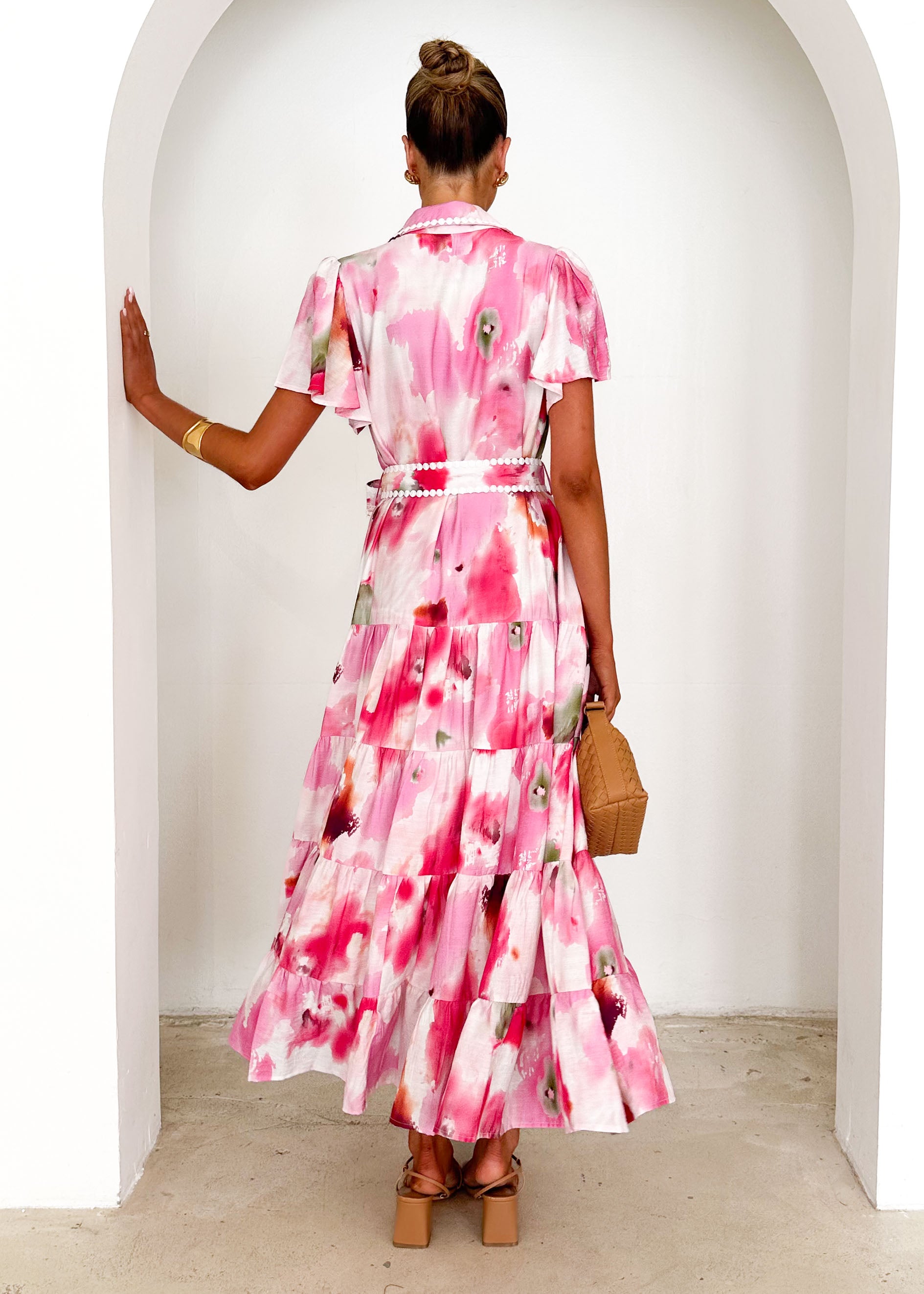 Leondra Maxi Dress - Pink Watercolour