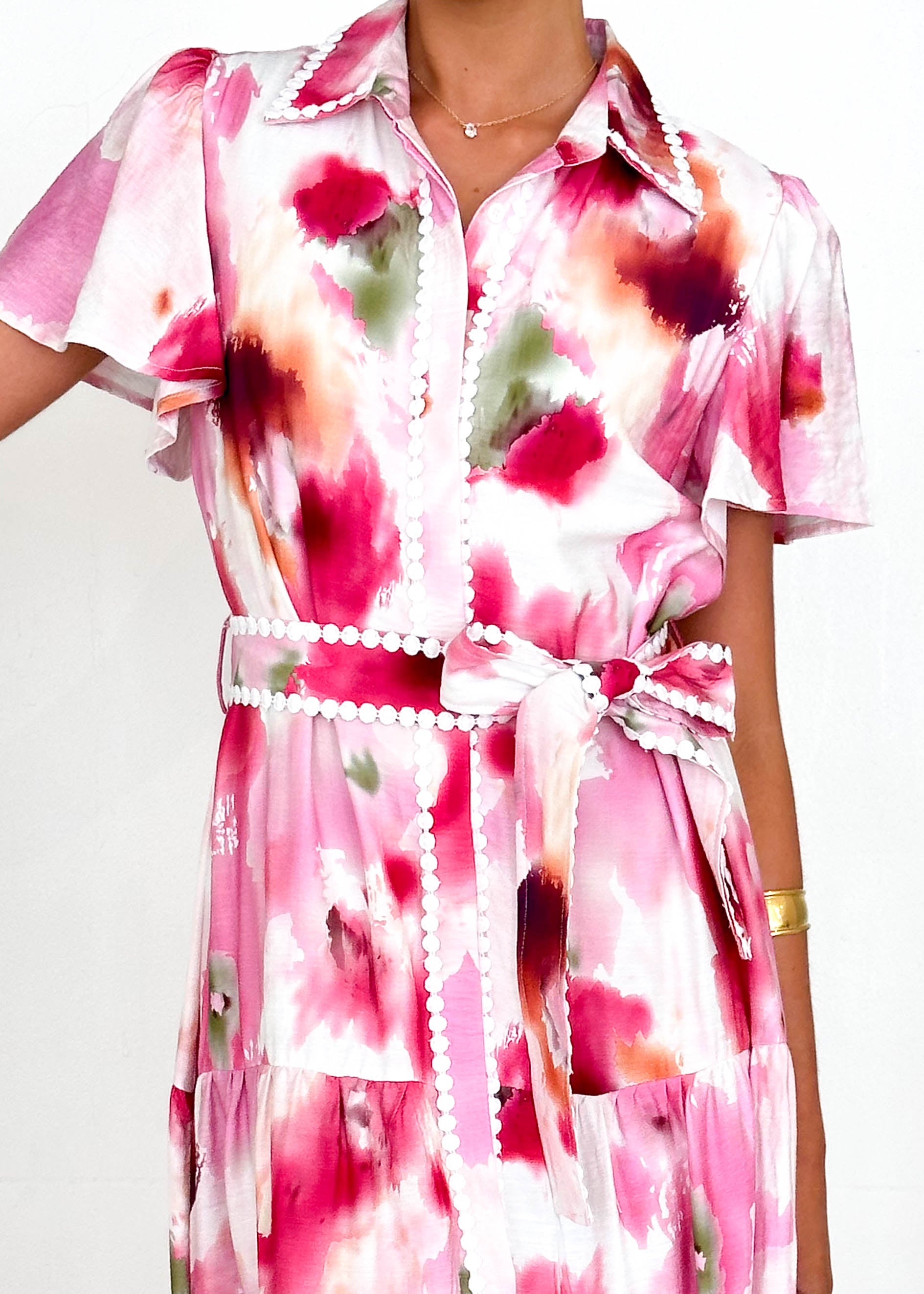 Leondra Maxi Dress - Pink Watercolour