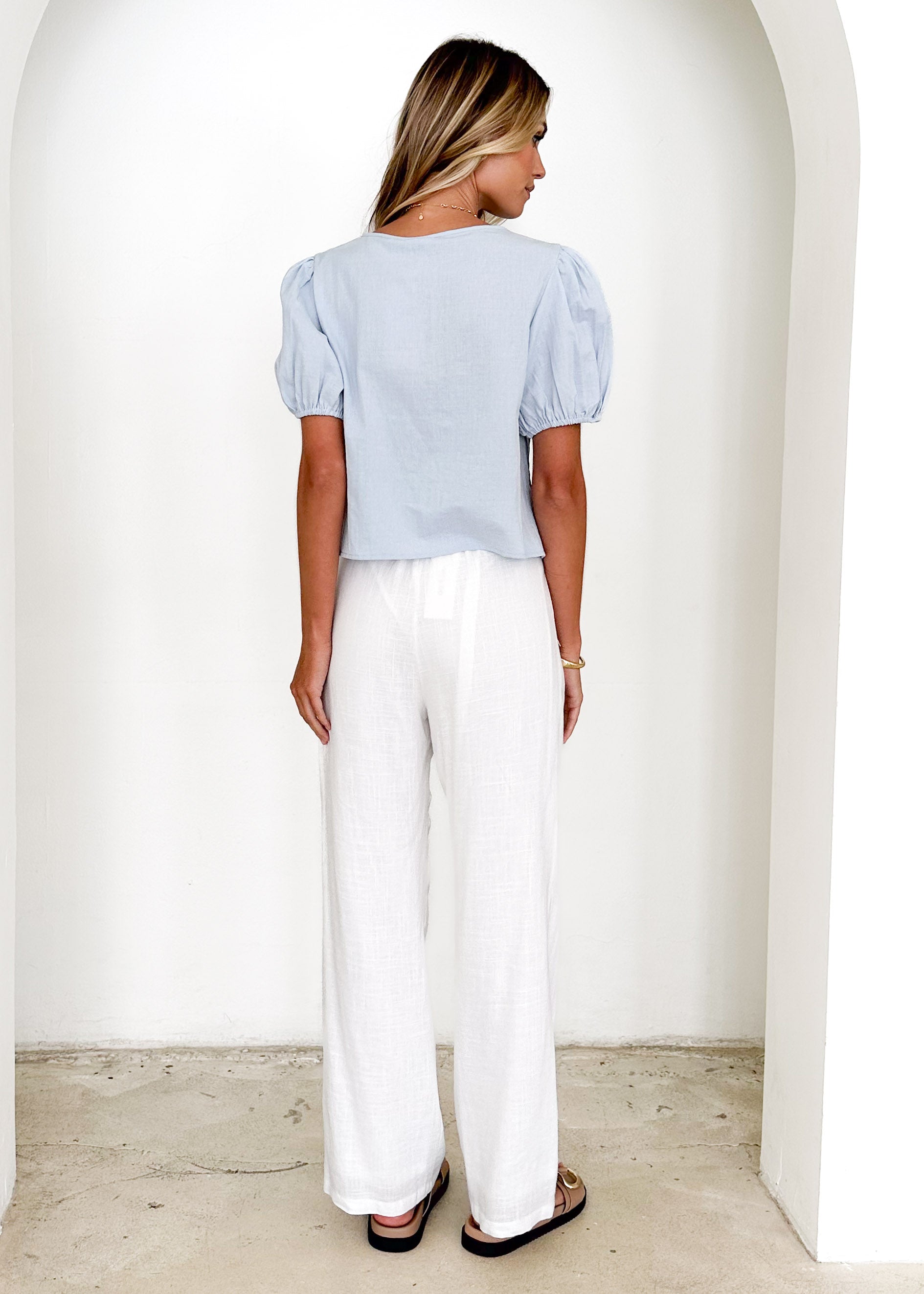 Shalia Pleated Crop - Baby Blue