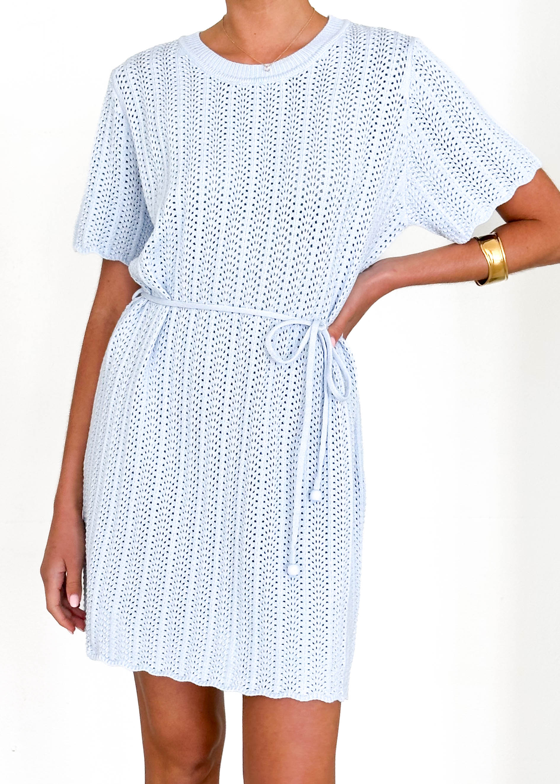 Indiana Crochet Dress - Baby Blue