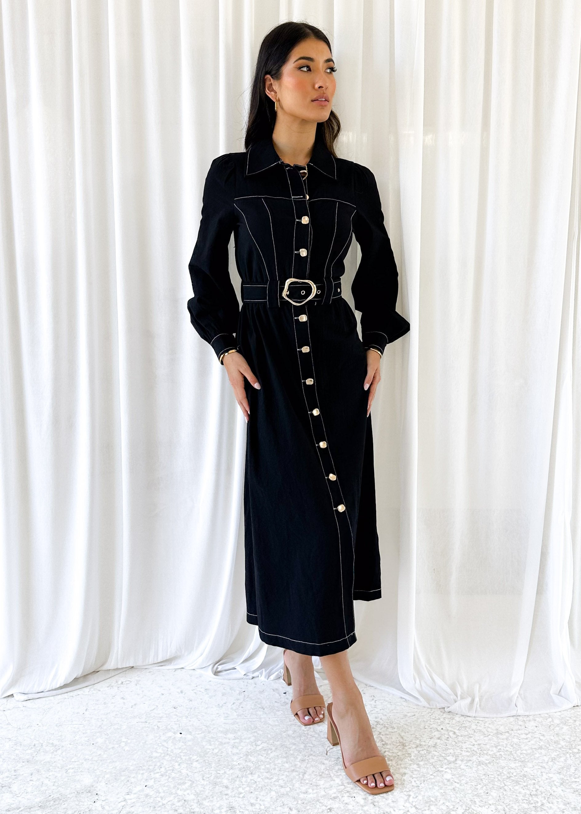 Leila Midi Dress - Black