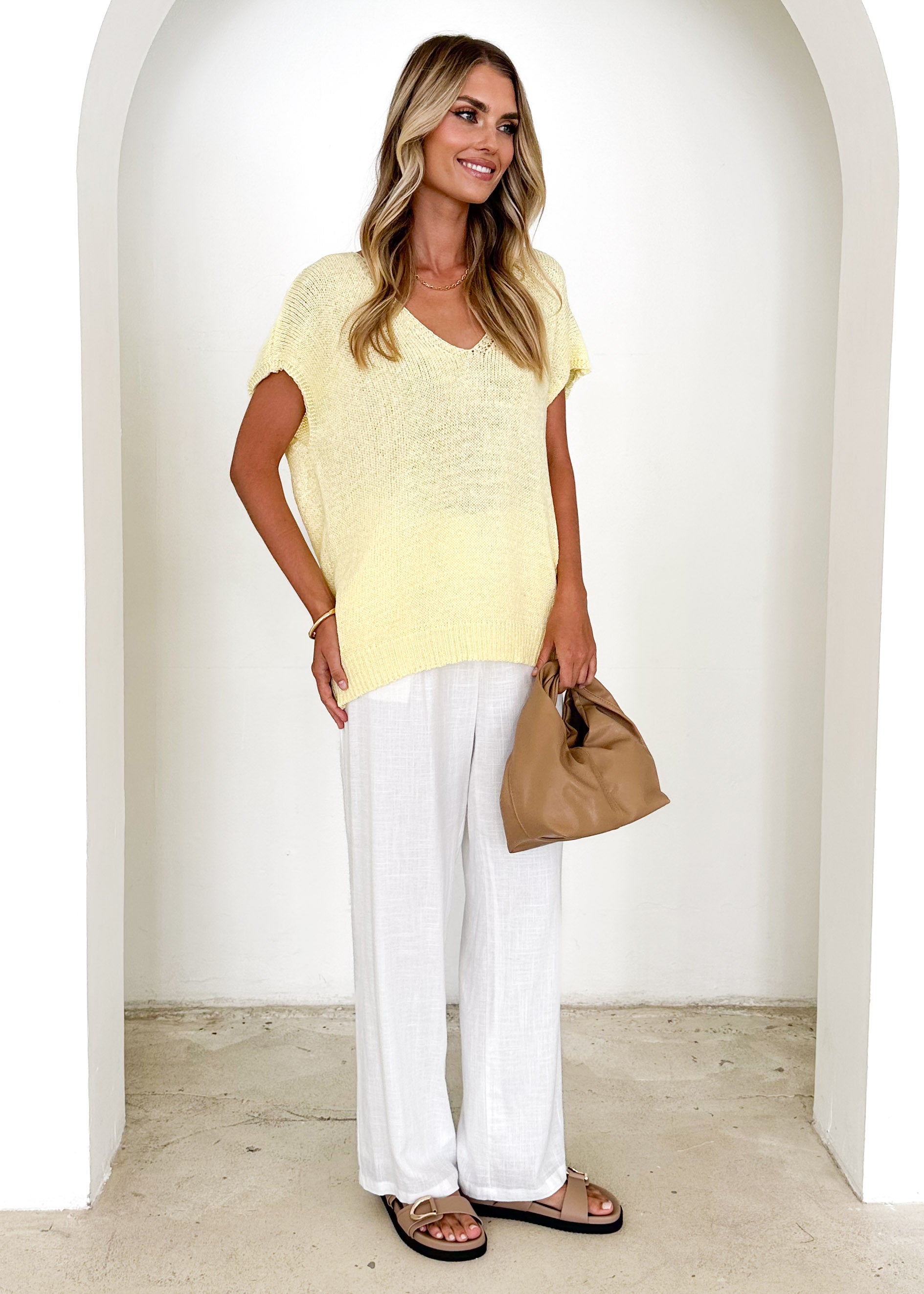 Melrose Knit Top - Lemon