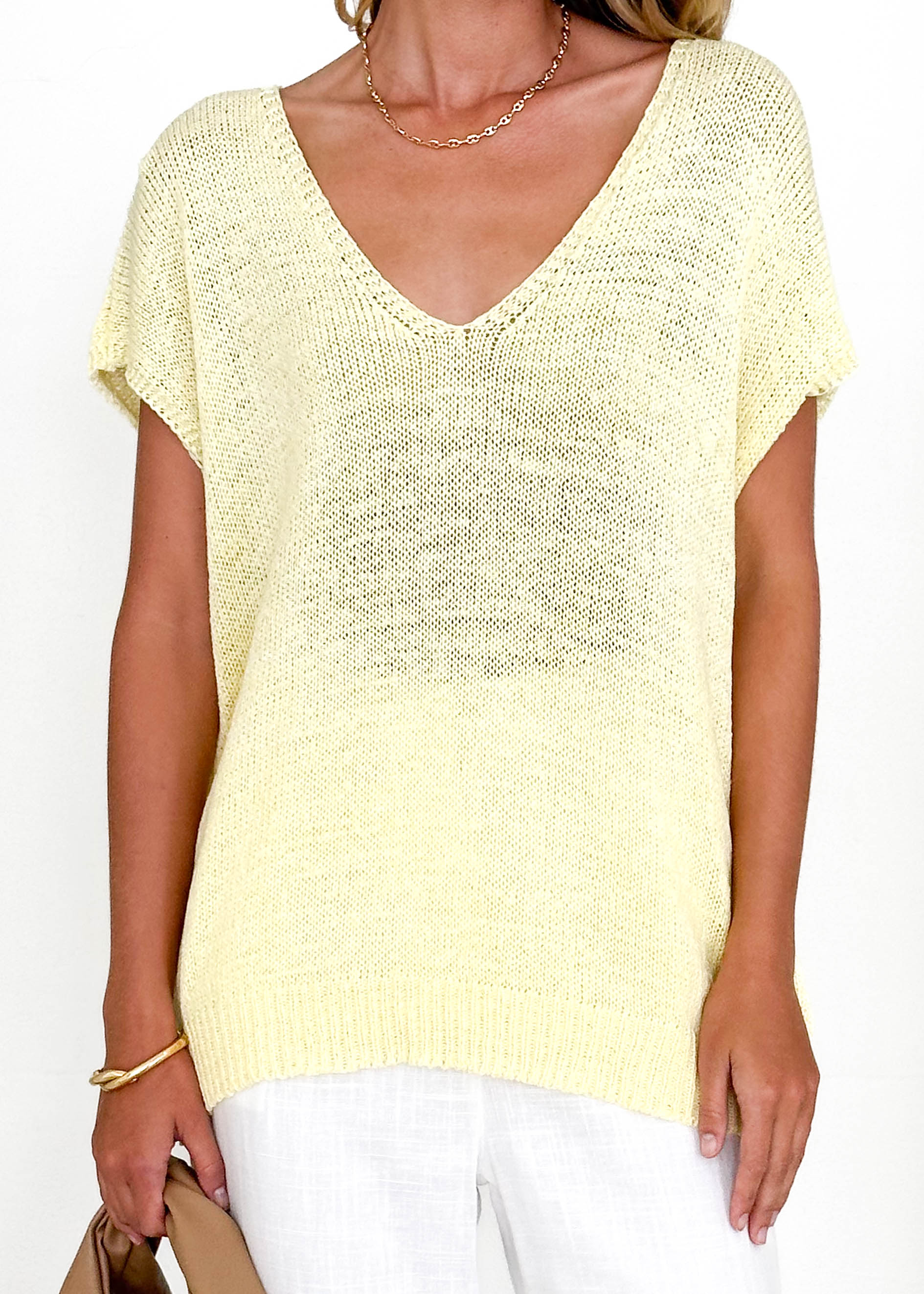 Melrose Knit Top - Lemon