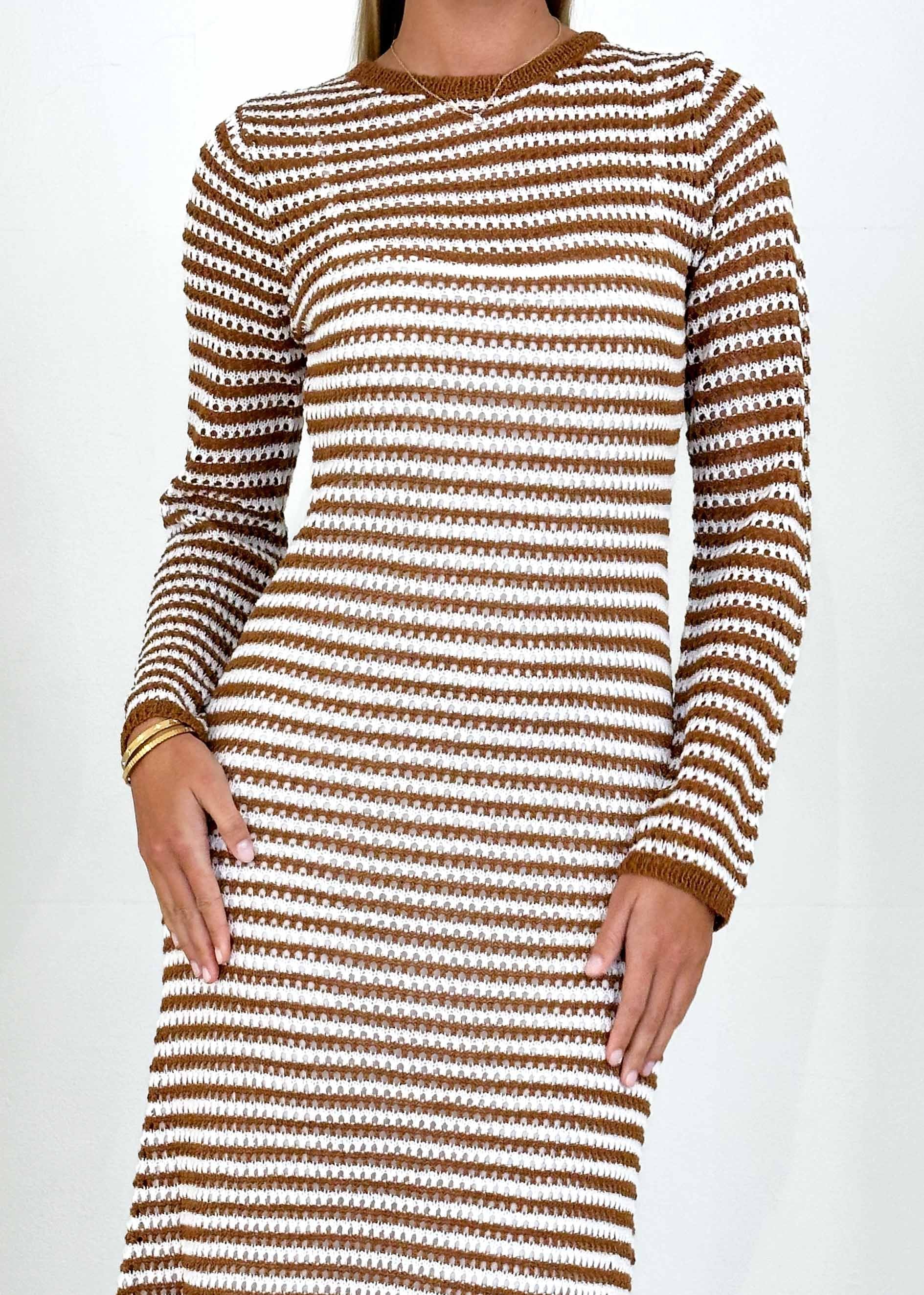 Kralta Knit Maxi Dress - Caramel Stripe