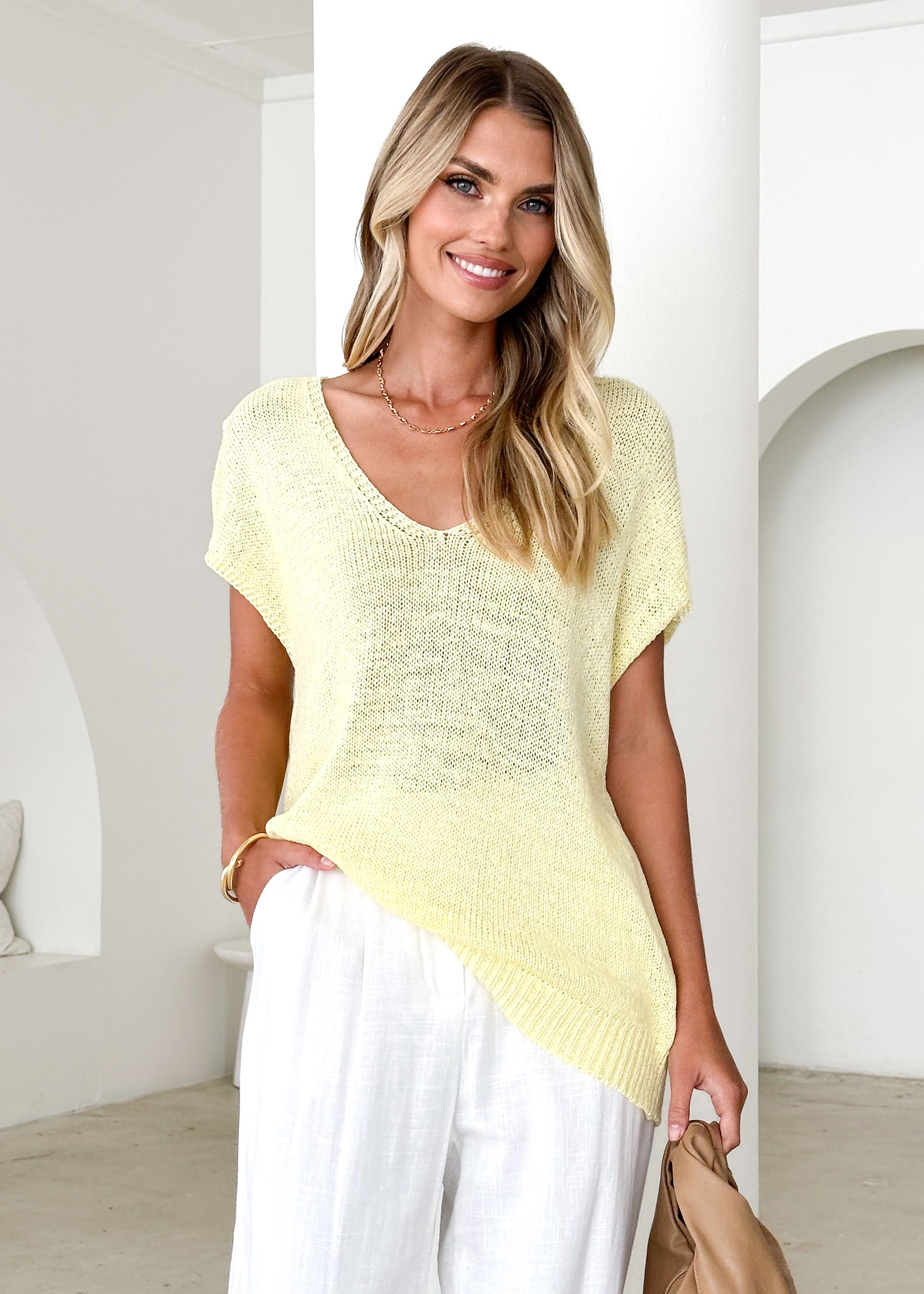 Melrose Knit Top - Lemon