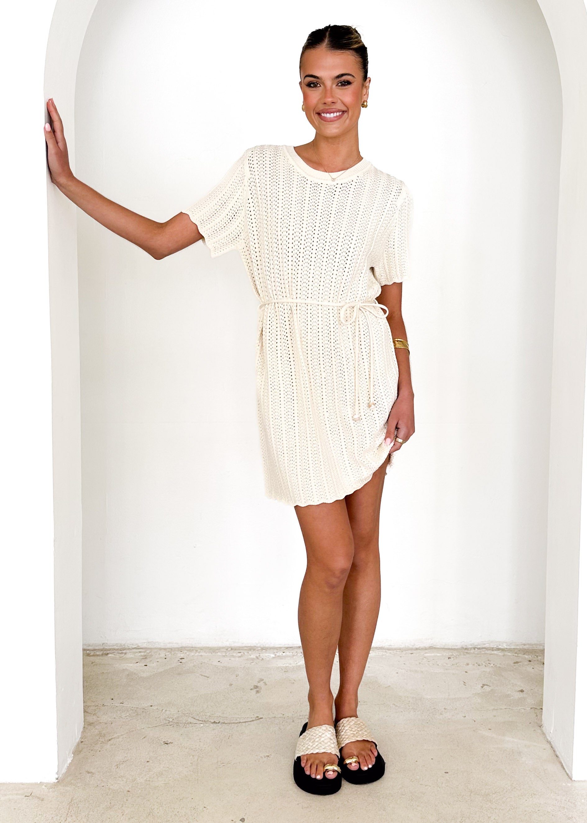 Indiana Crochet Dress - Oat