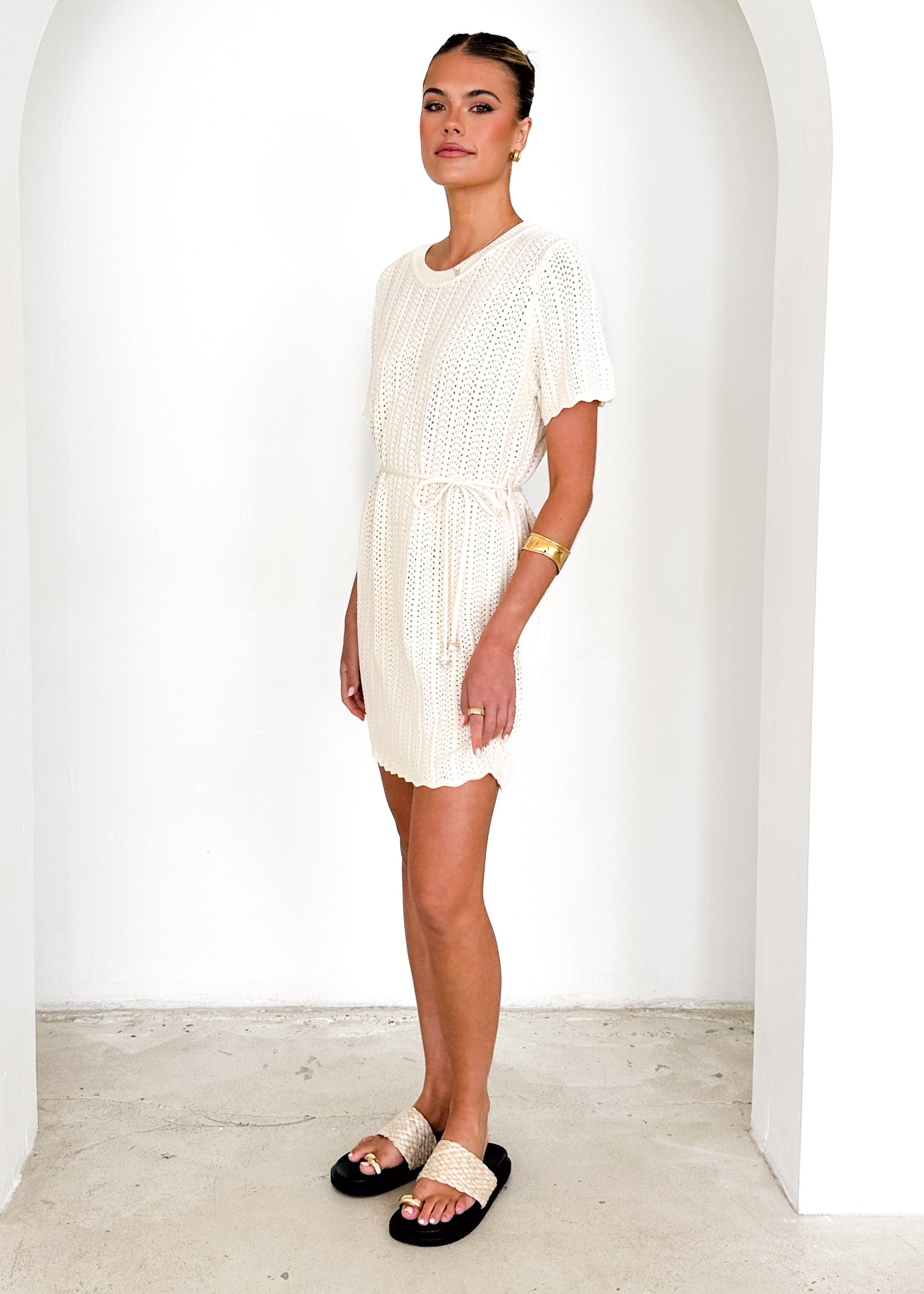 Indiana Crochet Dress - Oat