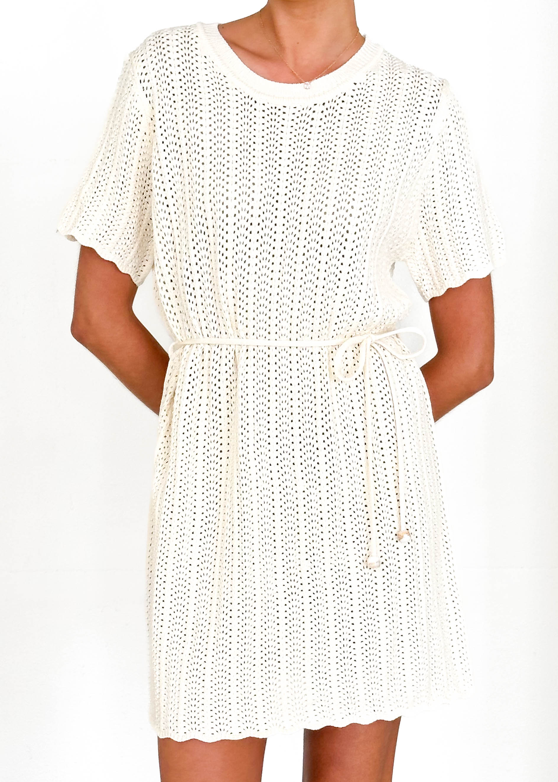 Indiana Crochet Dress - Oat