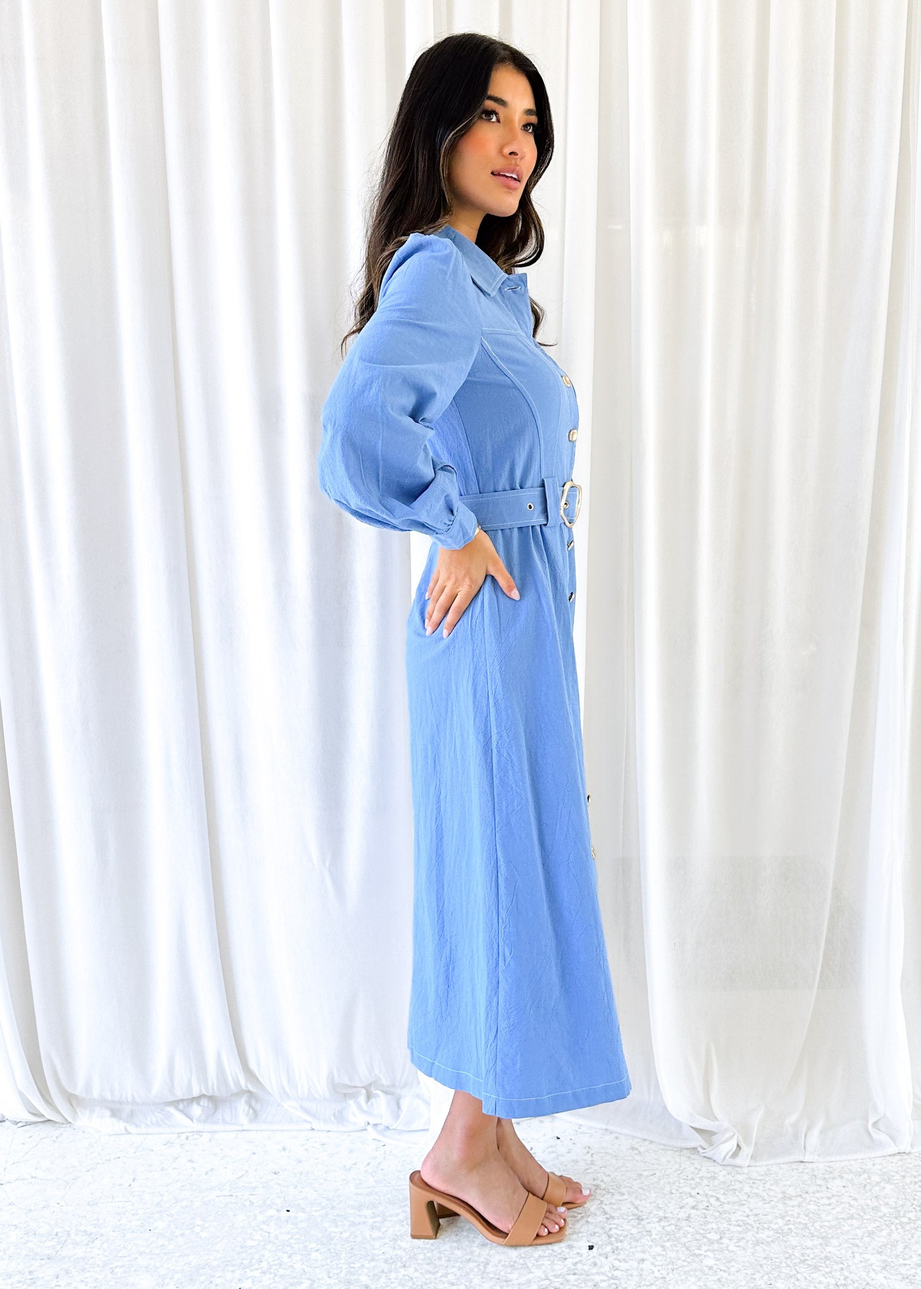 Leila Midi Dress - Blue
