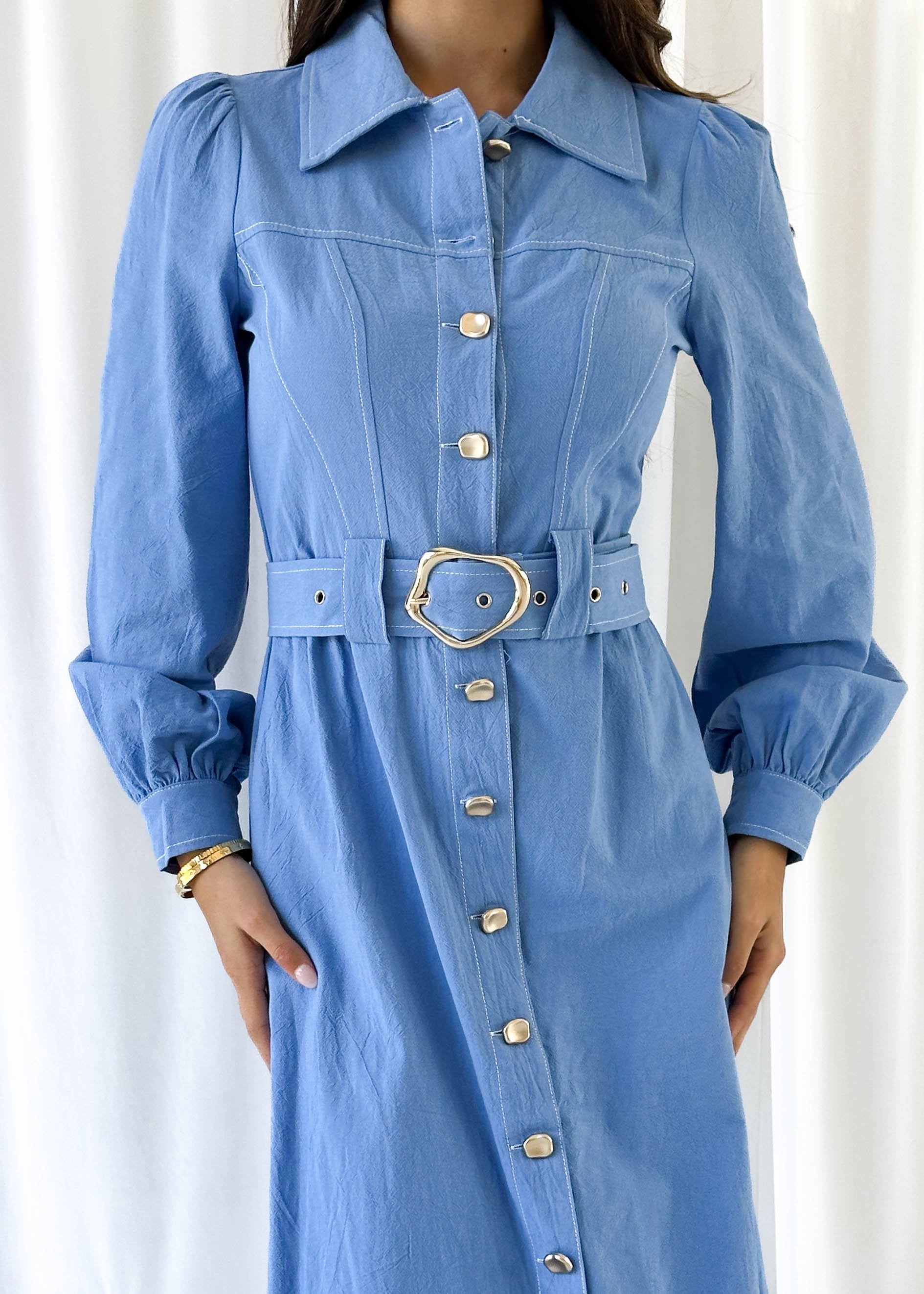 Leila Midi Dress - Blue