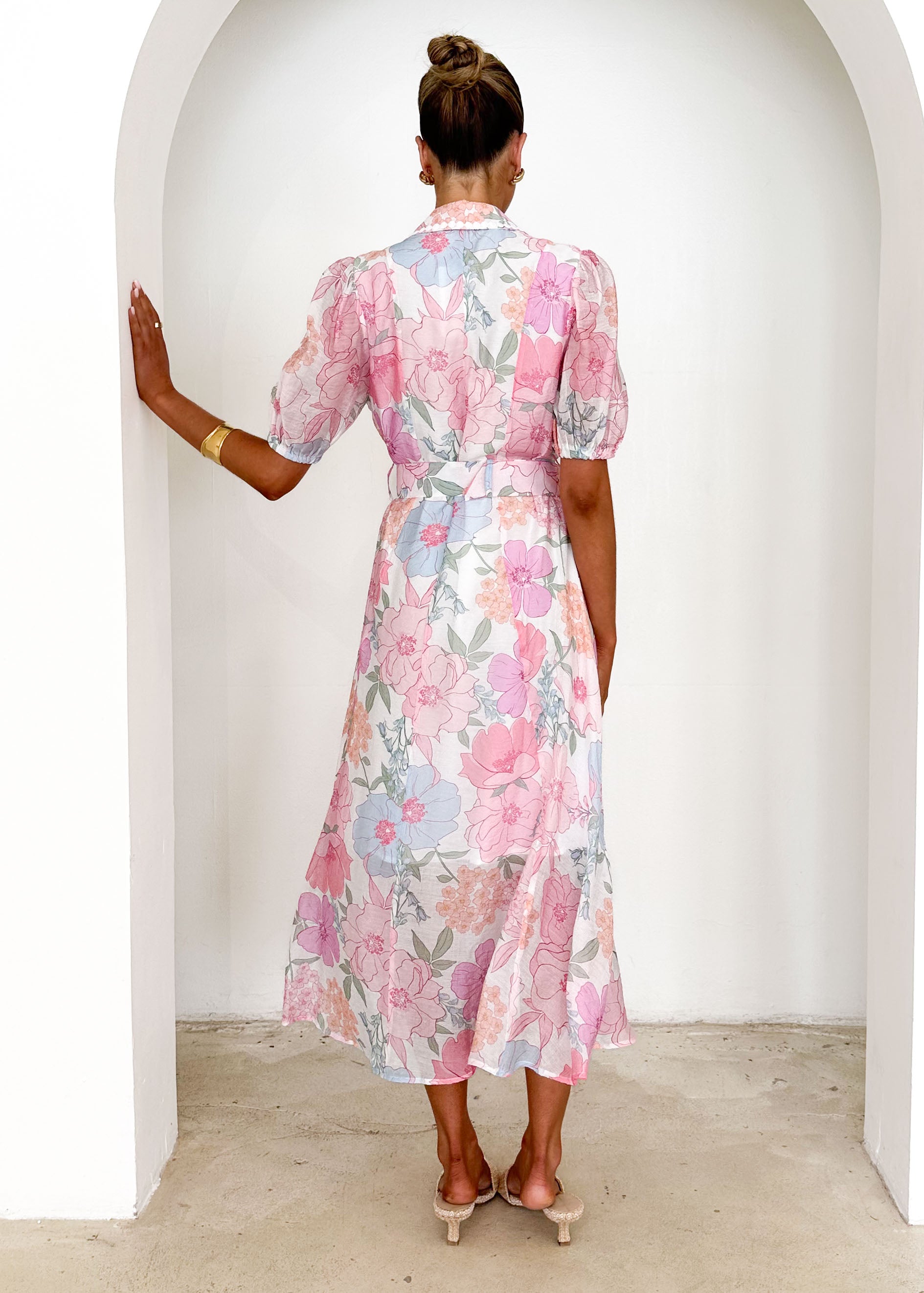 Mannia Maxi Dress - Pink Flowers