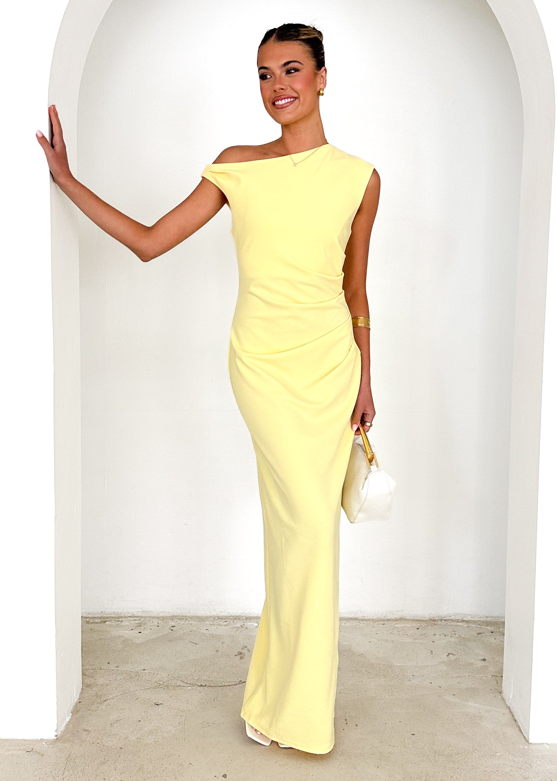 Carmella One Shoulder Maxi Dress - Lemon