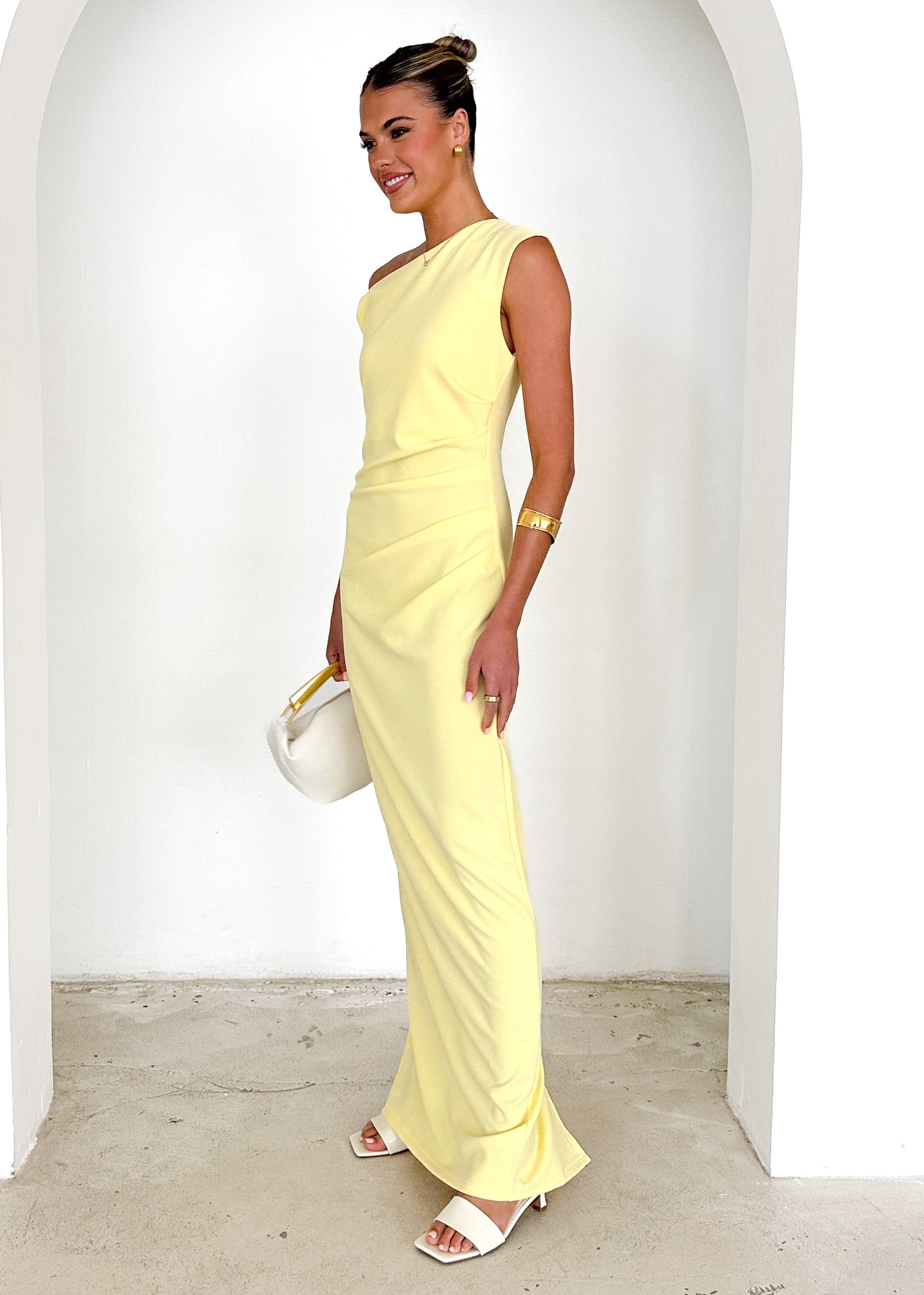 Carmella One Shoulder Maxi Dress - Lemon