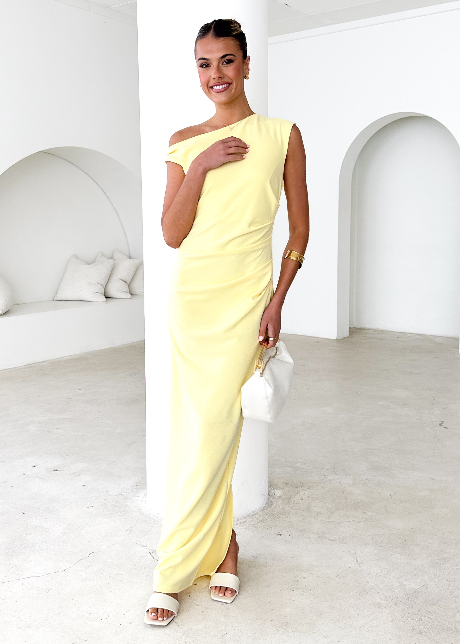 Carmella One Shoulder Maxi Dress - Lemon