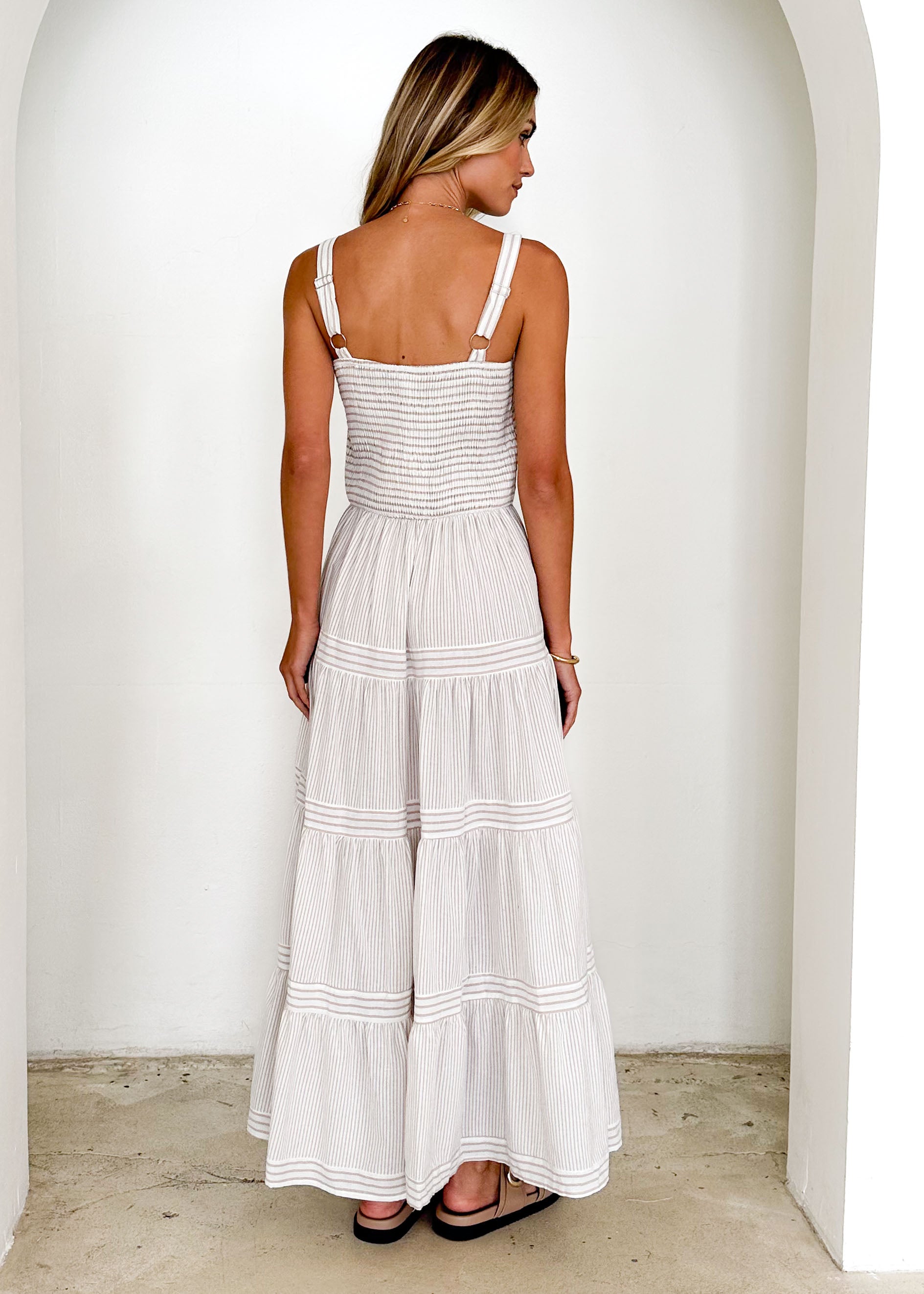 Courtland Maxi Dress - Beige Stripe